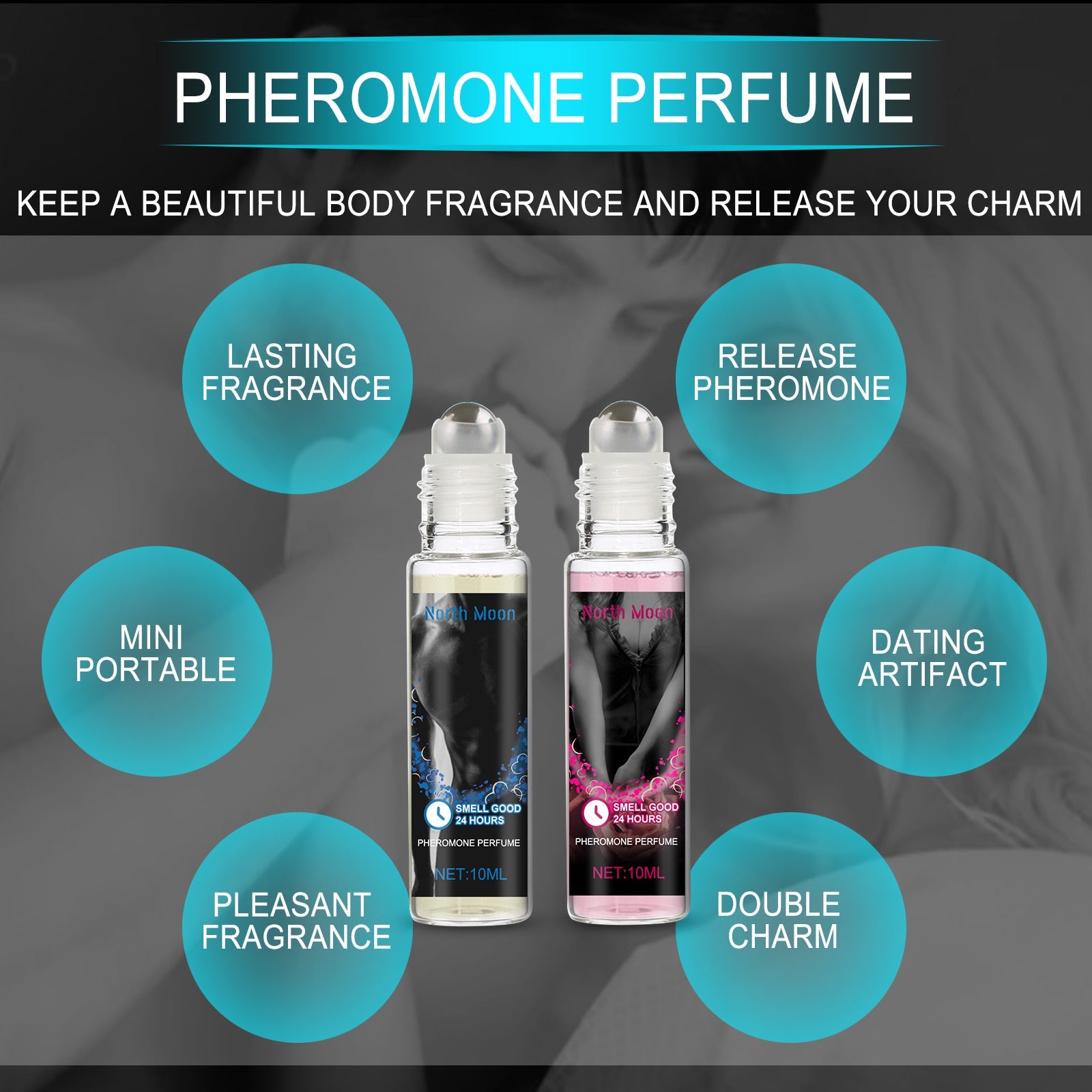 North Moon Pheromone Roll-on Perfume Natural Long-lasting Fresh Light Fragrance Atmosphere Perfume Portable Roll-on Perfume