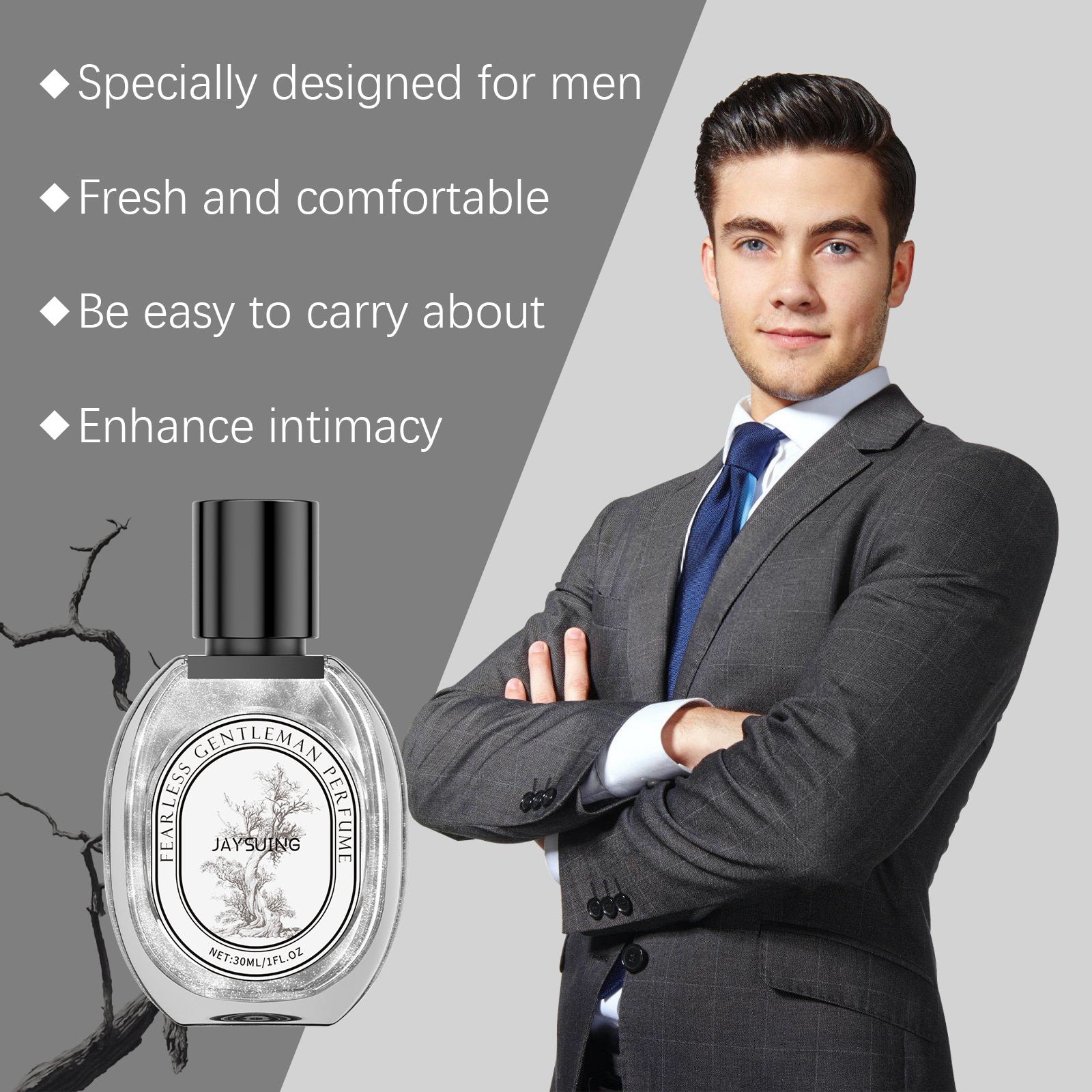 Jaysuing Fearless Men's Perfume Classic High-End Light Fragrance Woody Men's Date Long-Lasting Scent Niche Fresh