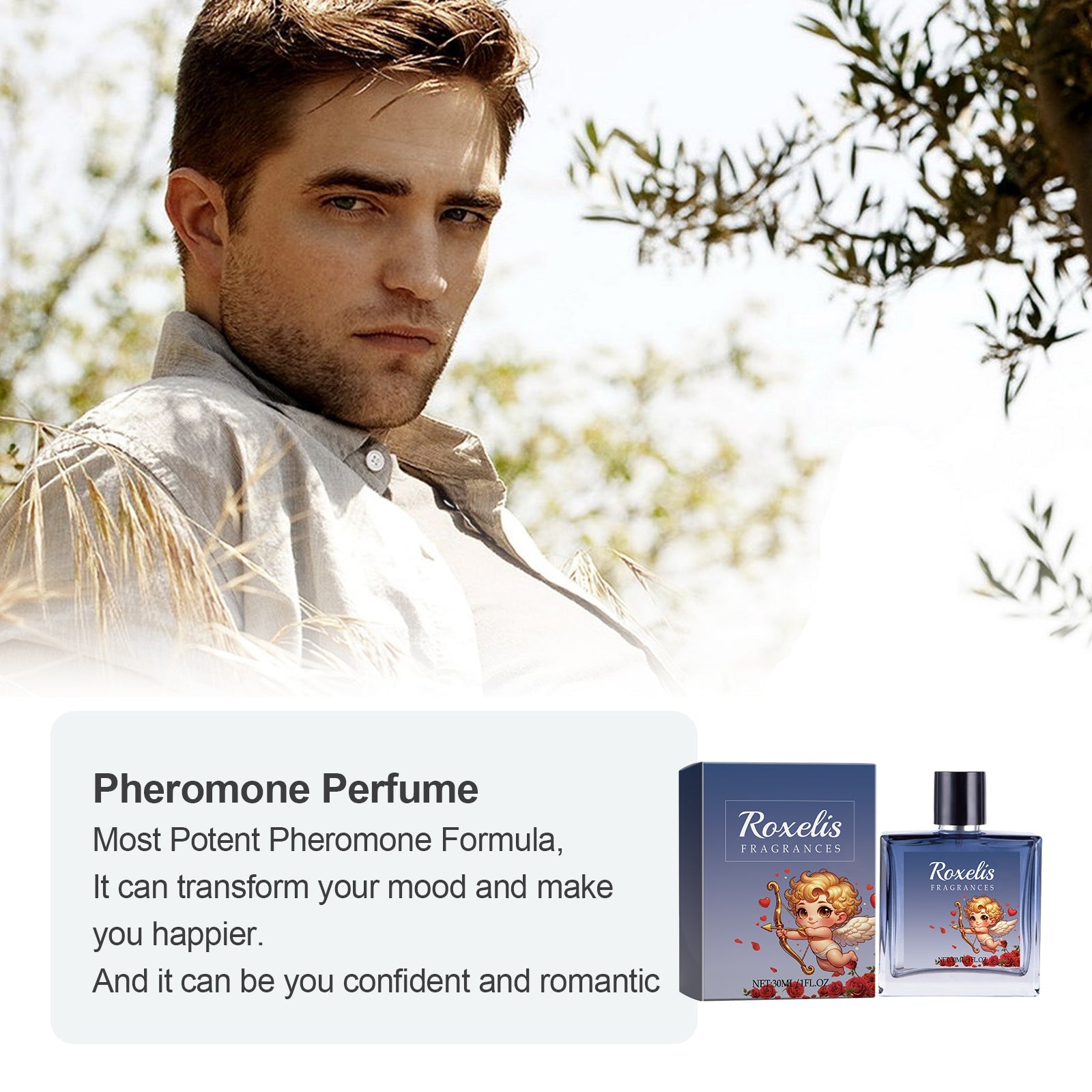 Roxelis Men's Cologne Men's Release Charm Natural Fresh behind the Ear Wrist Carry Fragrance Niche Perfume