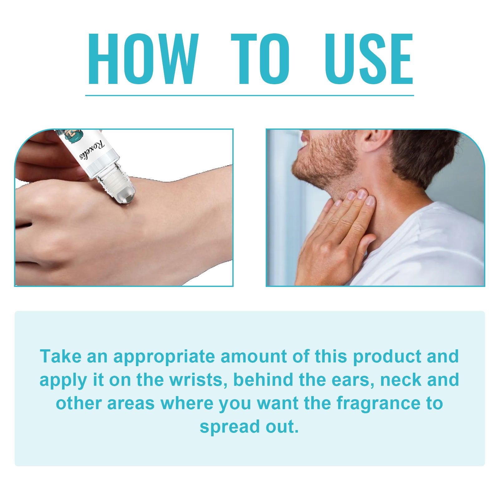 Roxelis Men's Perfume Roll-On Natural Gentle Elegant Fresh Long-lasting Fragrance Portable Perfume for Wrists, Neck, and Behind Ears