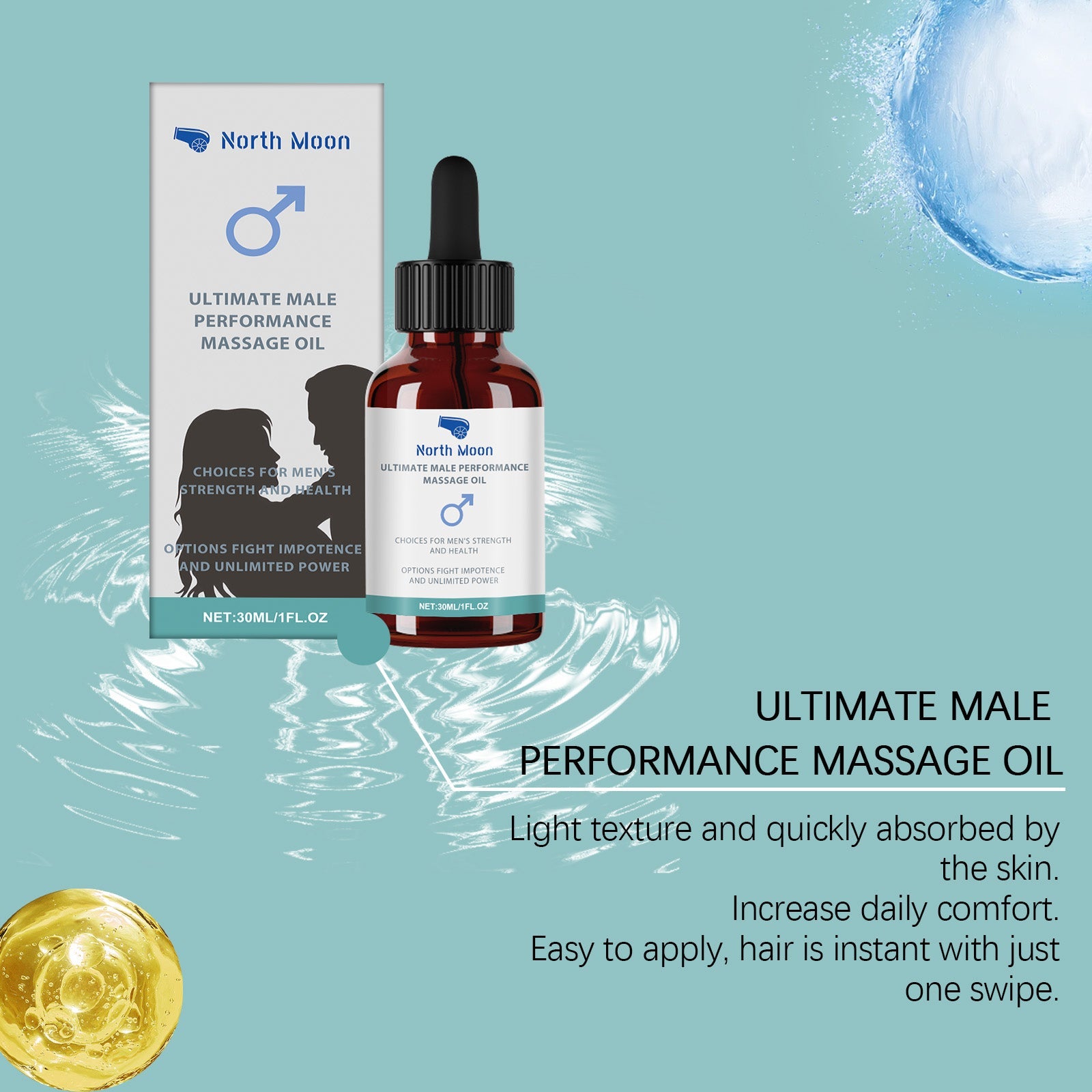 North Moon Massage Essential Oil for Men Nourishing Body Massage Daily Vitality Body Care