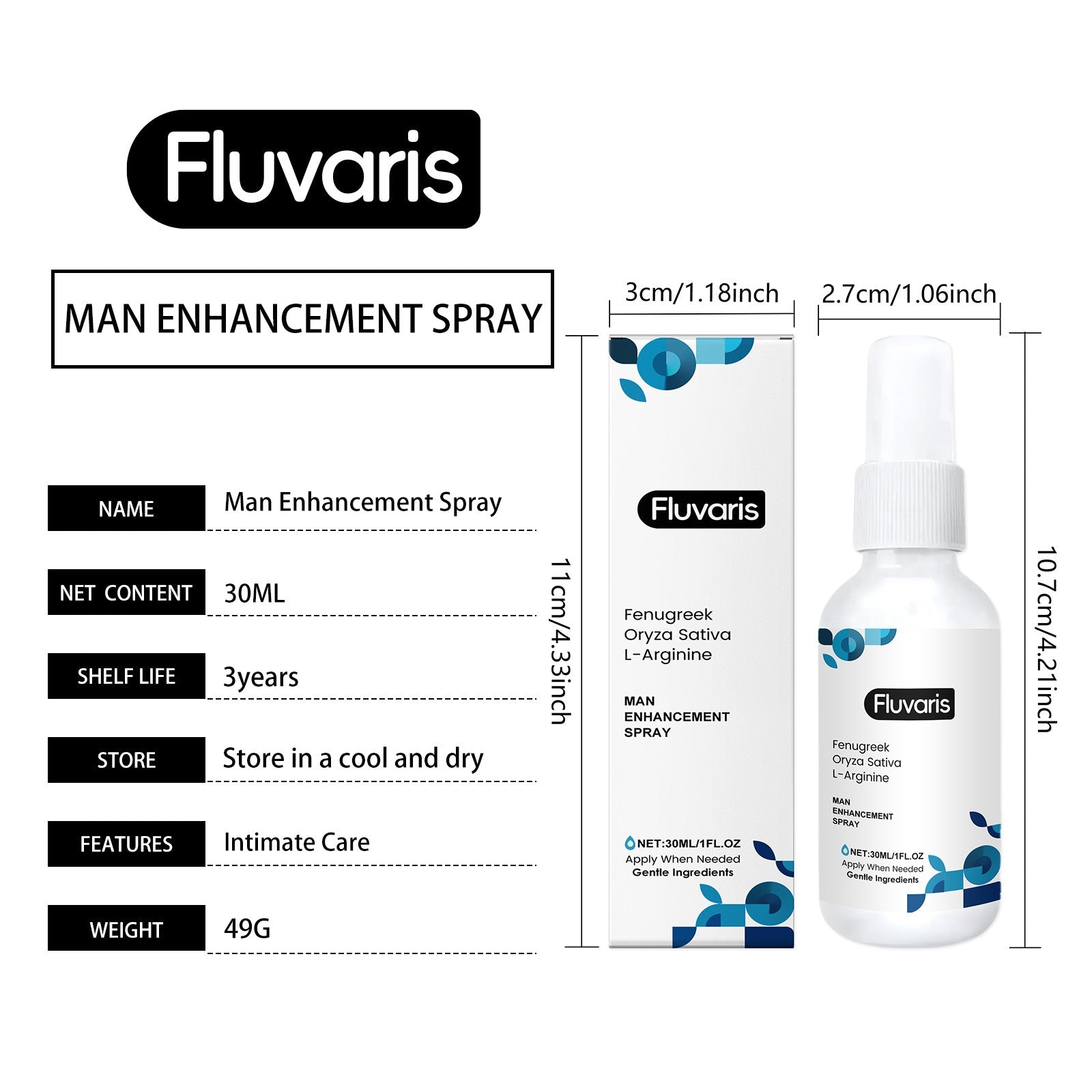 Fluvaris Male Care Spray Gentle Formula Nourishing Comfortable Skin Lightweight Vitality Care Spray