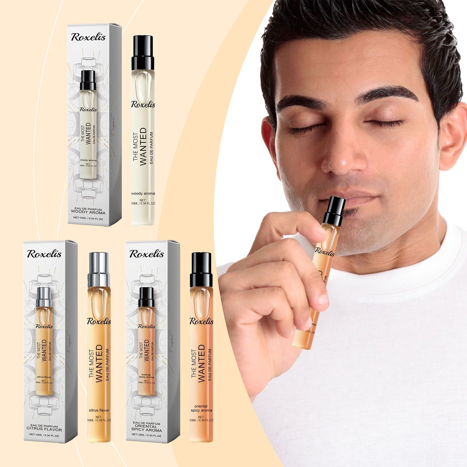 Roxelis Eau de Toilette Spray Men's Perfume Cologne Citrus Scent Fresh Charm Portable Fragrance Spray