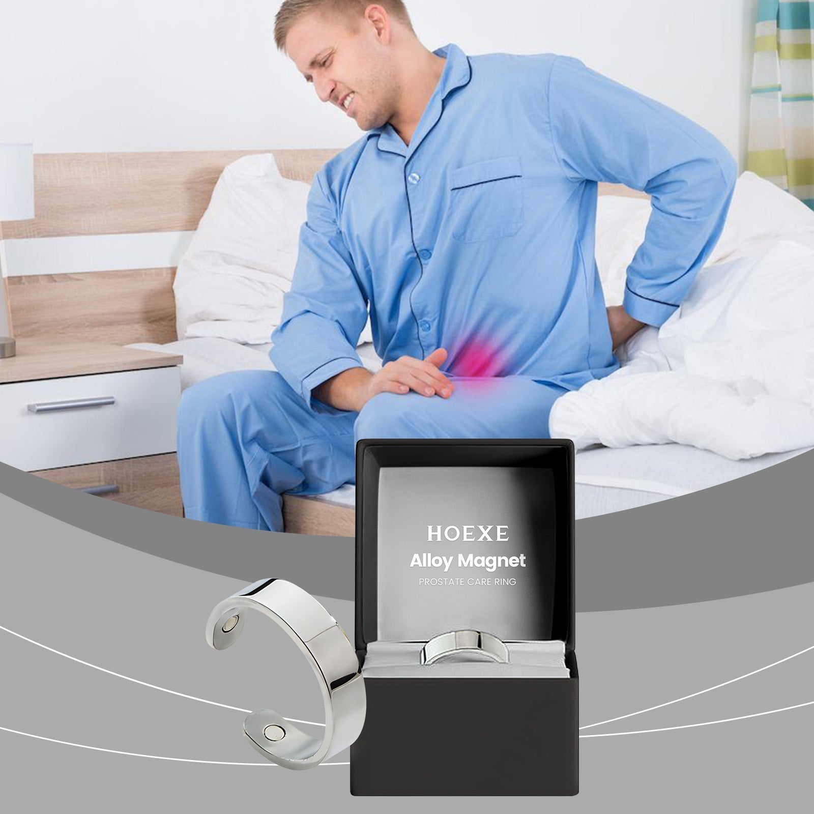 Hoexe silver Magnetic Ring Body Comfortable Sports Portable Simple Men's Daily Accessory Ring