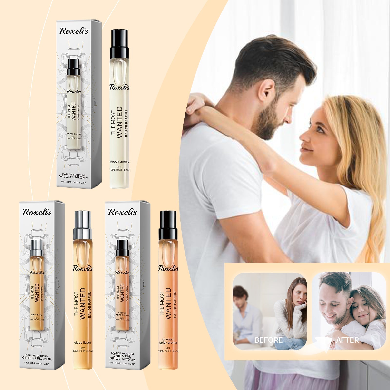 Roxelis Eau de Toilette Spray Men's Perfume Cologne Citrus Scent Fresh Charm Portable Fragrance Spray