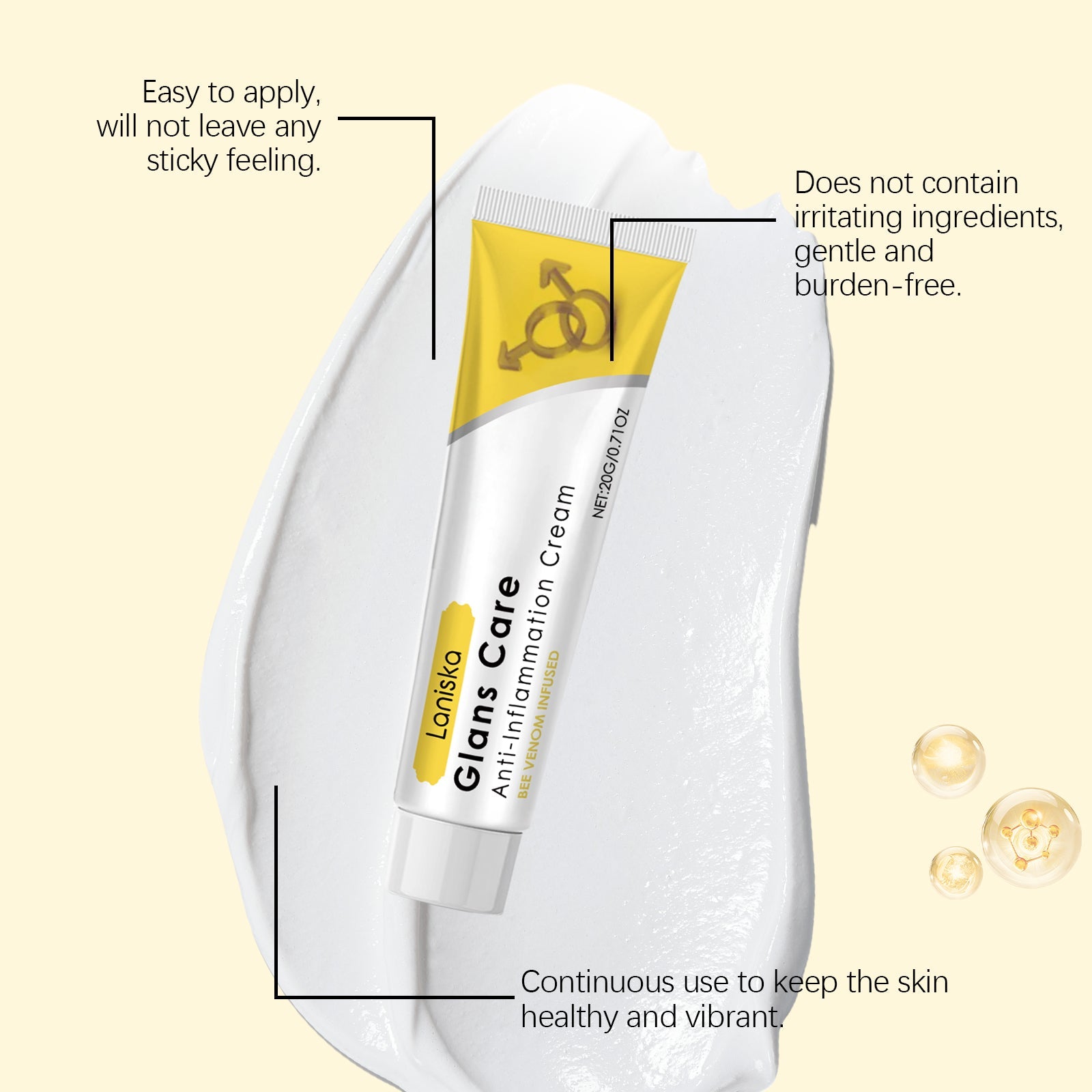 Laniska Men's Soothing Cream Men's Gentle Care Moisturizing Long-lasting Comfort Relief Balance Cream