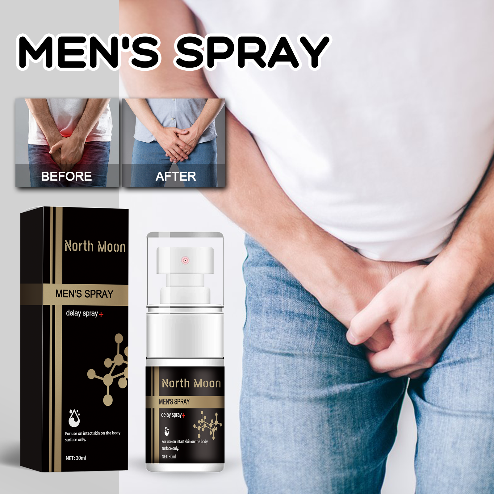 North Moon Men's Care Spray Men's Body Care Spray for Relieving Frontal Discomfort