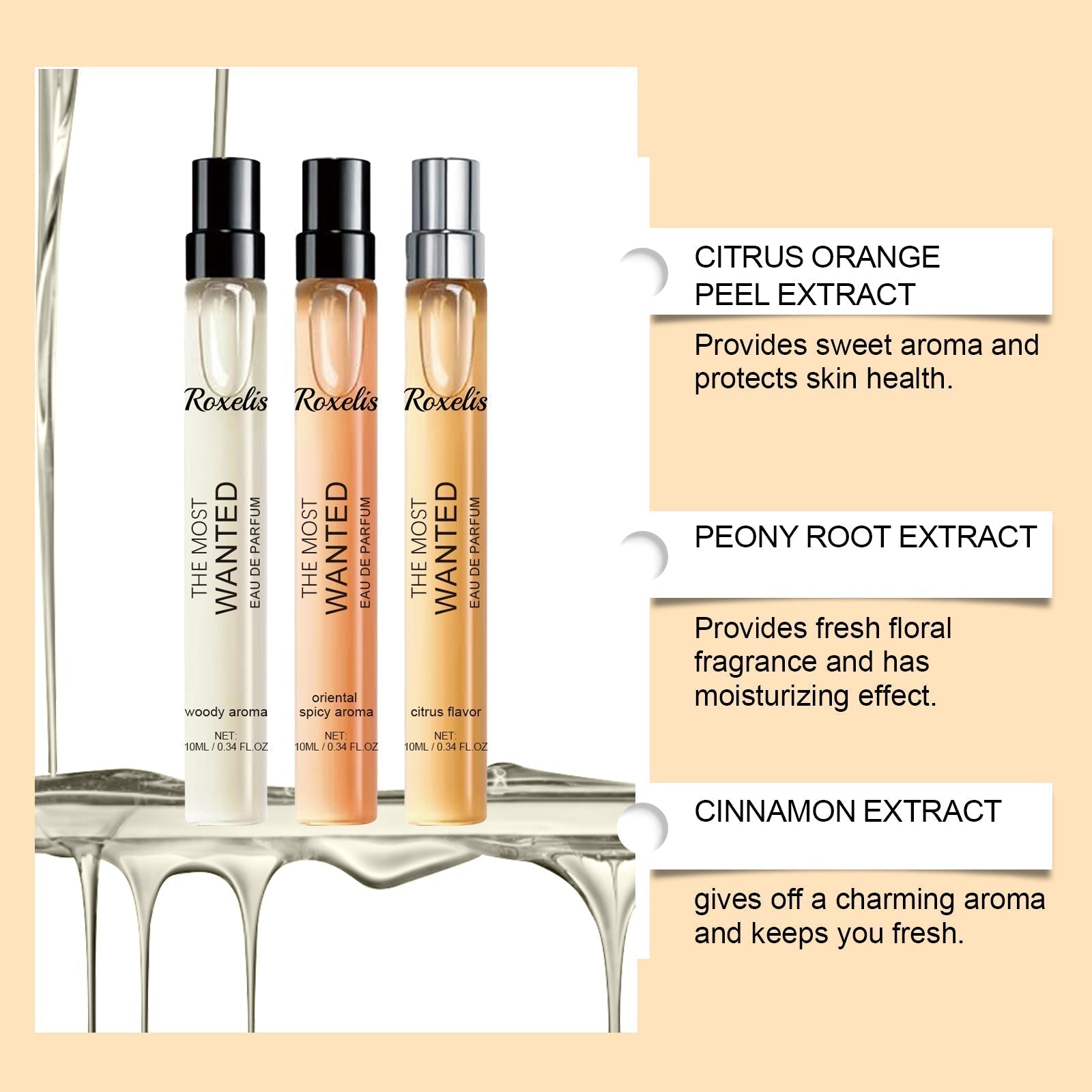 Roxelis Eau de Toilette Spray Men's Perfume Cologne Citrus Scent Fresh Charm Portable Fragrance Spray