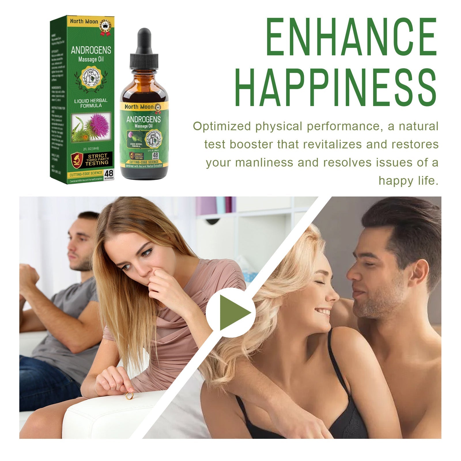 North Moon Men's Enhancement Massage Oil Men's Body Care Strong Vitality Moisturizing Care Essential Oil