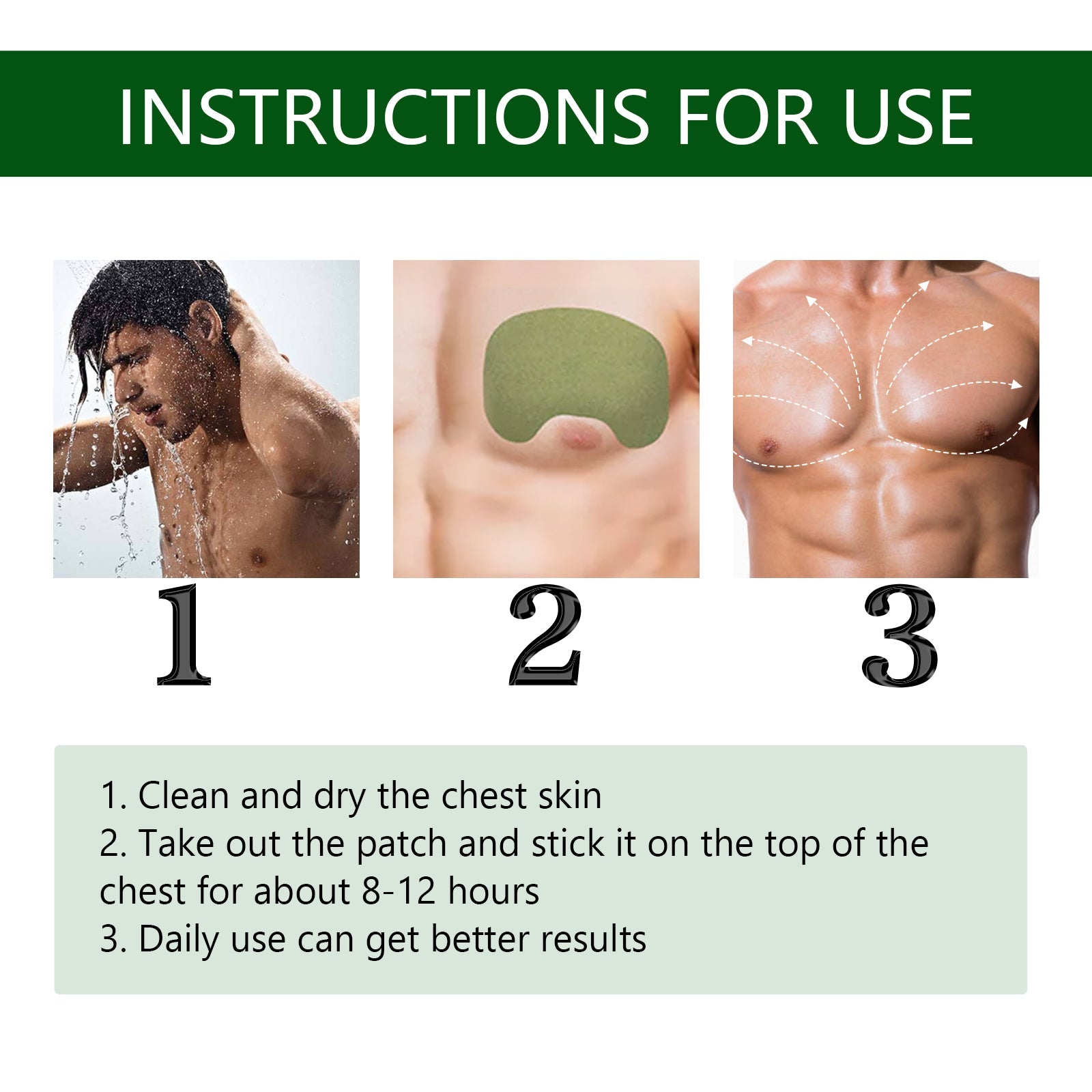 EELHOE Male Chest Care Patch Firming Chest Skin Anti-Sagging Men's Chest Firming Care Patch