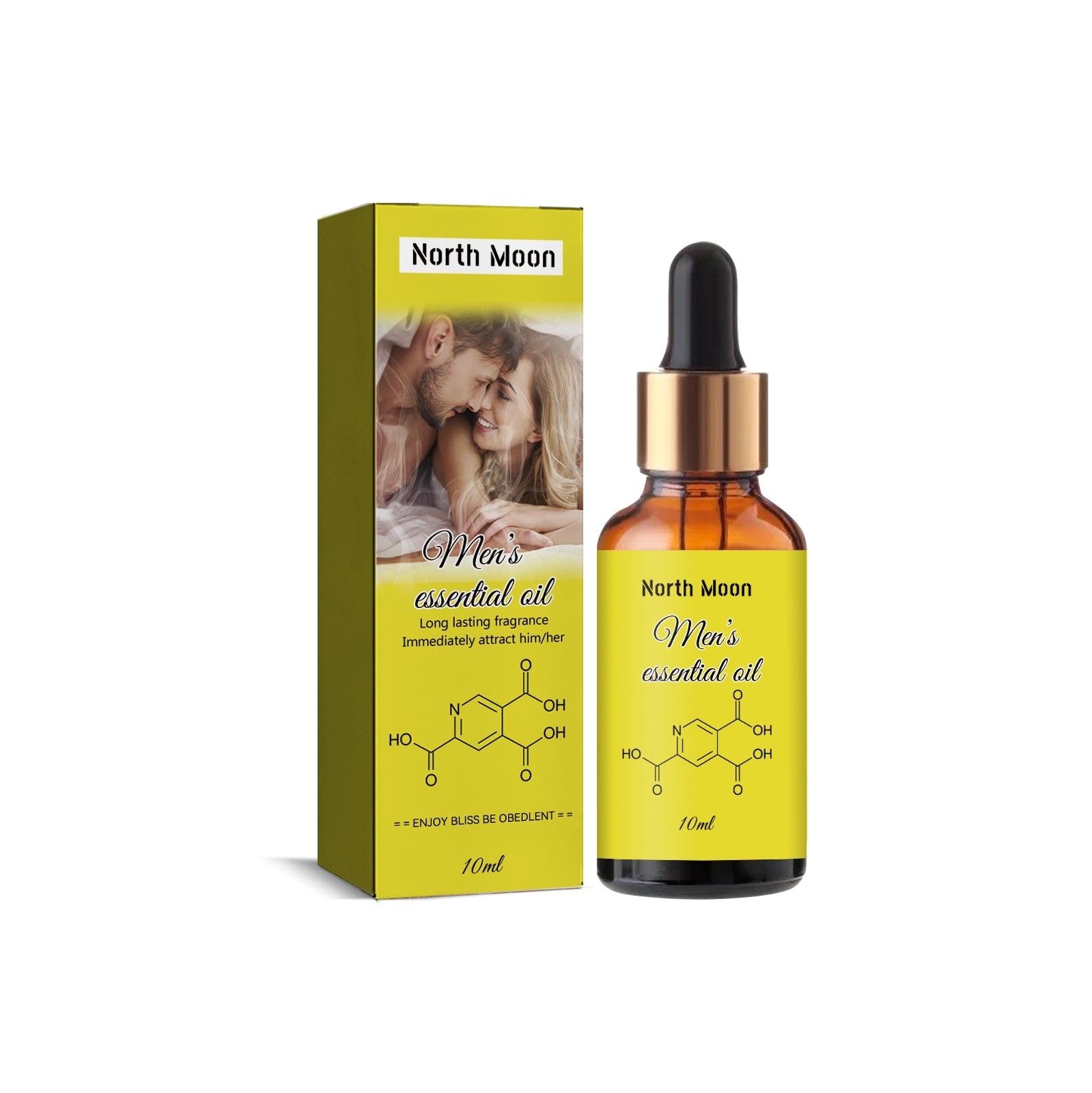 North Moon Pheromone Natural Body Essential Oil (Yellow) Natural Fresh Body Long-lasting Fragrance Men's and Women's Perfume Essential Oil