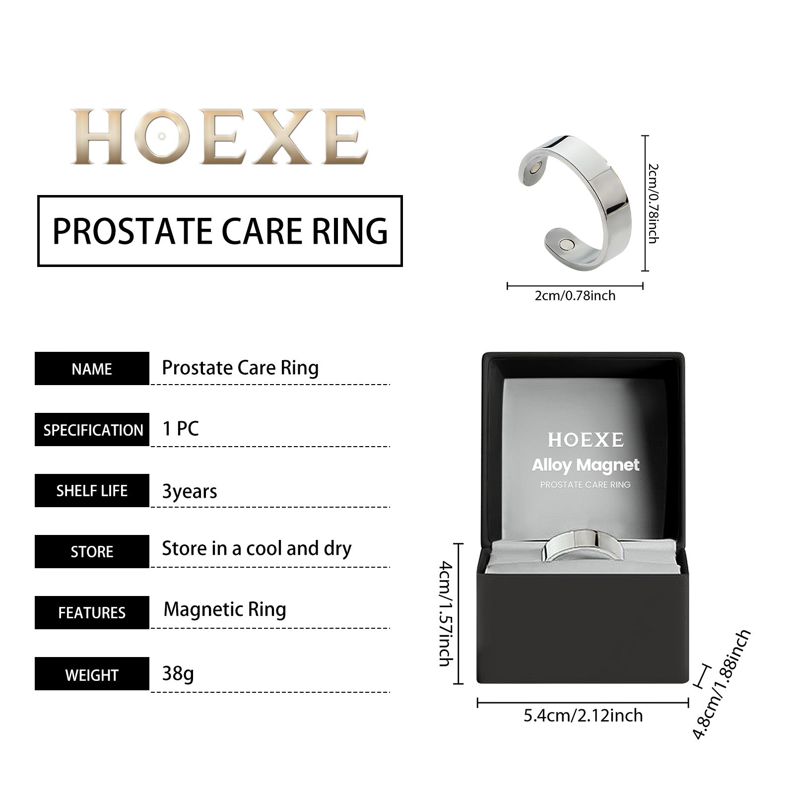 Hoexe silver Magnetic Ring Body Comfortable Sports Portable Simple Men's Daily Accessory Ring