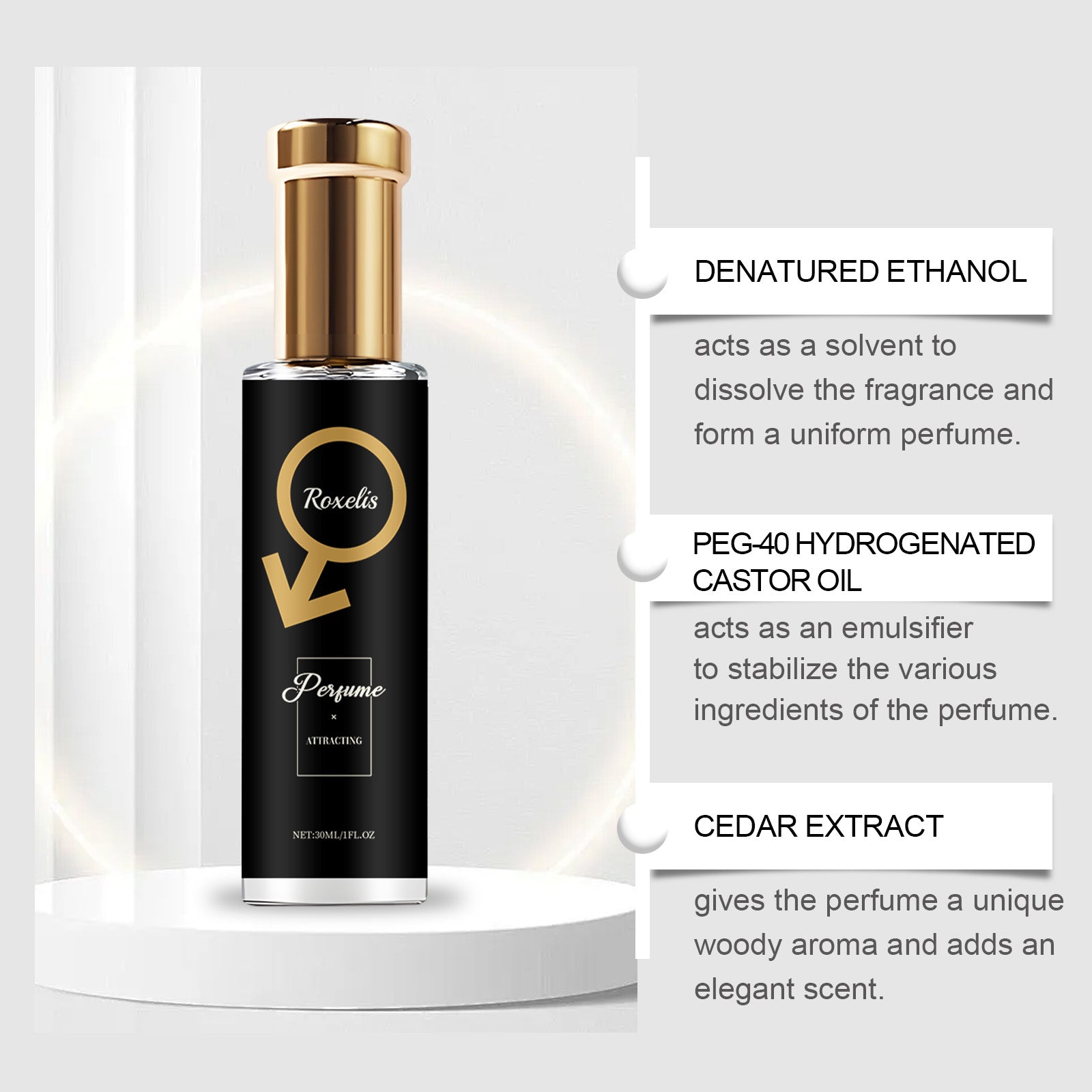 Roxelis Cedar Men's Perfume Natural Fresh Scent Long-lasting Fragrance Portable for Dating Daily Men's Perfume