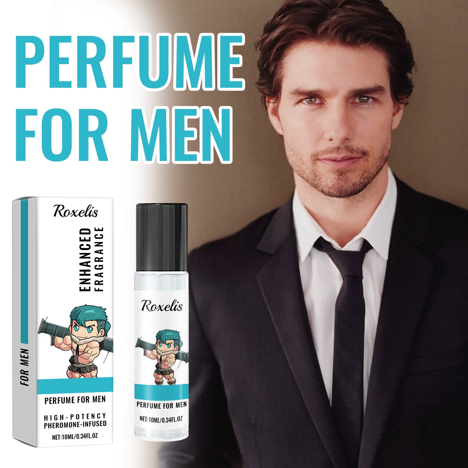 Roxelis Men's Perfume Roll-On Natural Gentle Elegant Fresh Long-lasting Fragrance Portable Perfume for Wrists, Neck, and Behind Ears