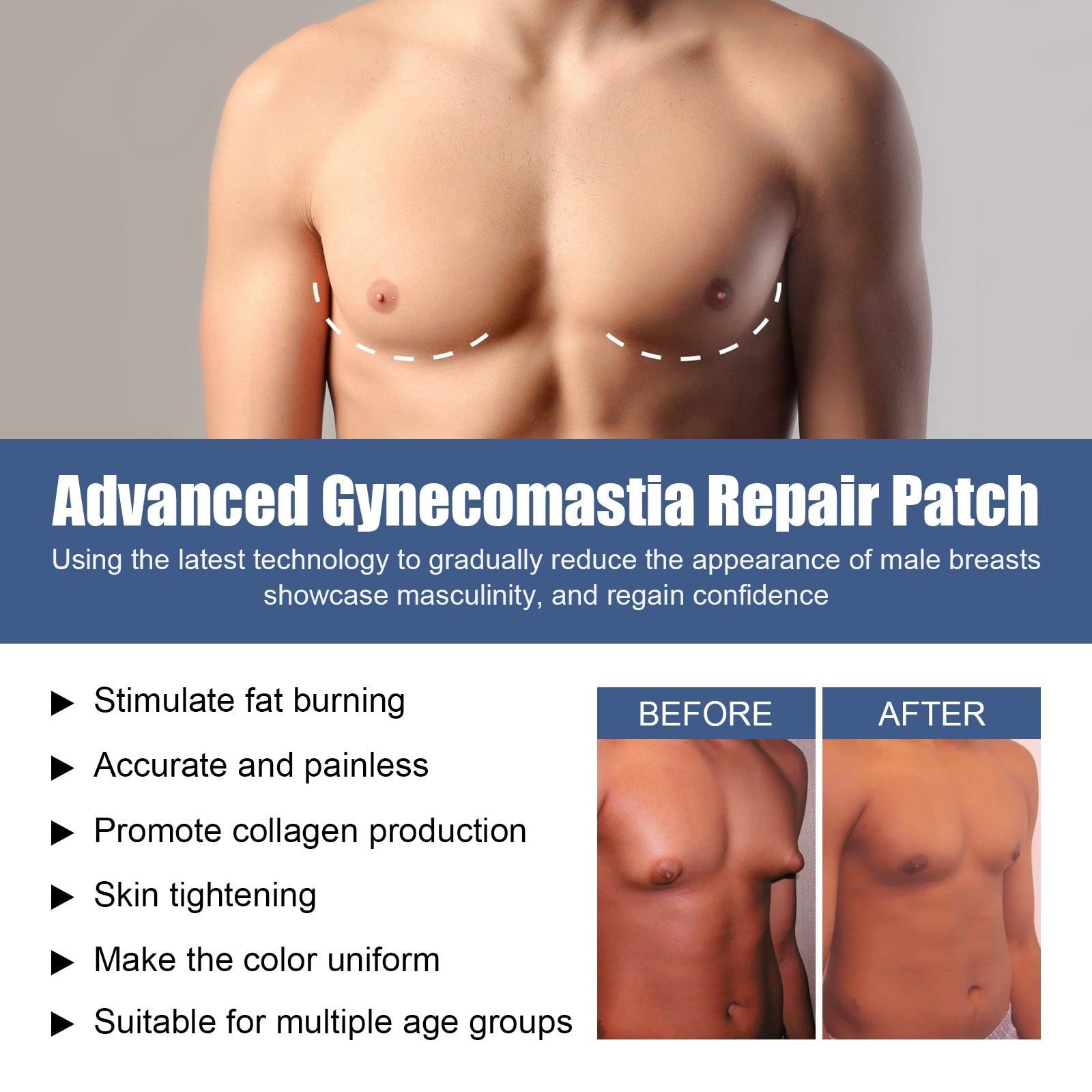 East moon Male Breast Firming Patch Men's Chest Skin Firming Anti-Sagging Chest Muscle Care Patch