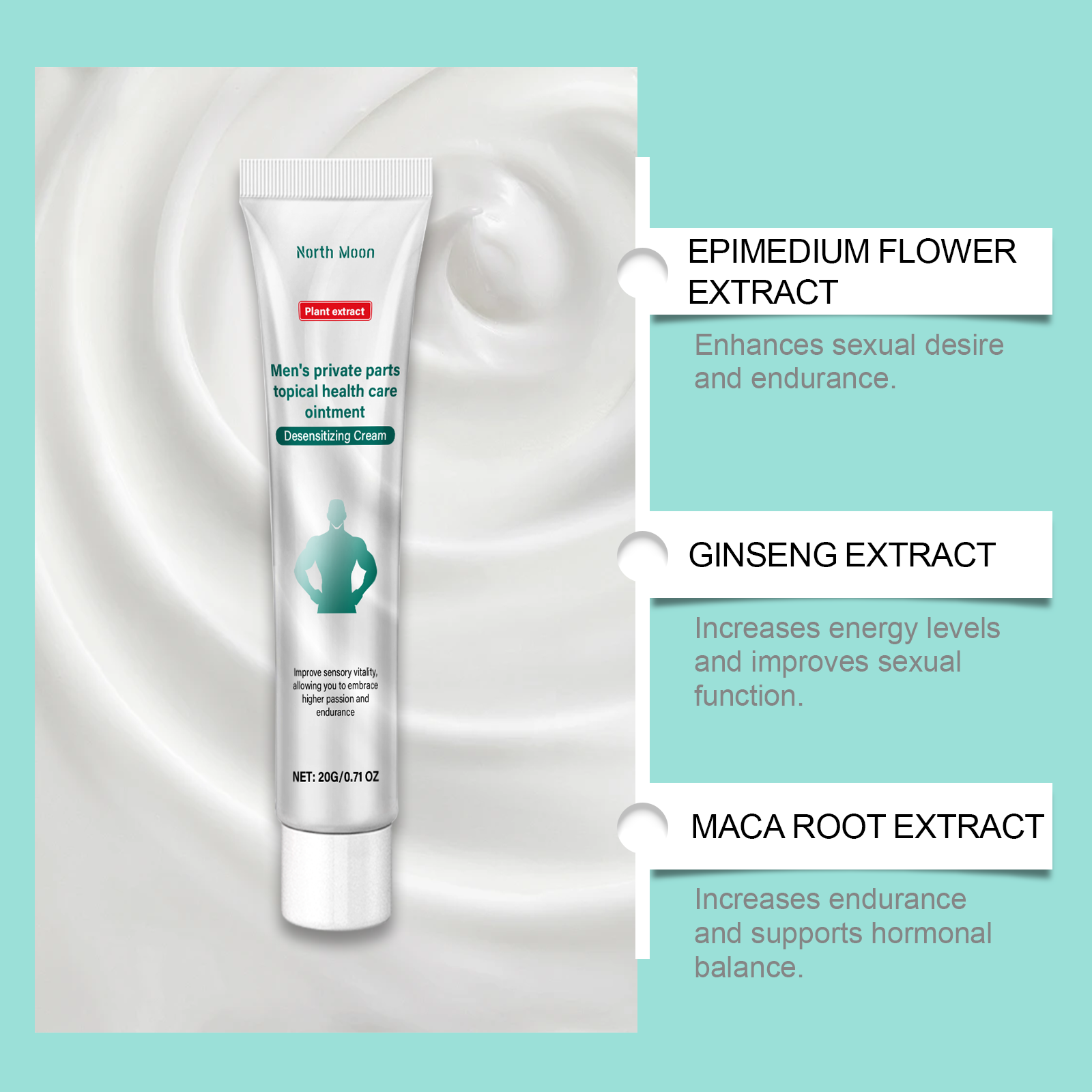 North Moon Men's Care Cream Enhance Comfort Men's Vitality Moisturizing Body Care Balm