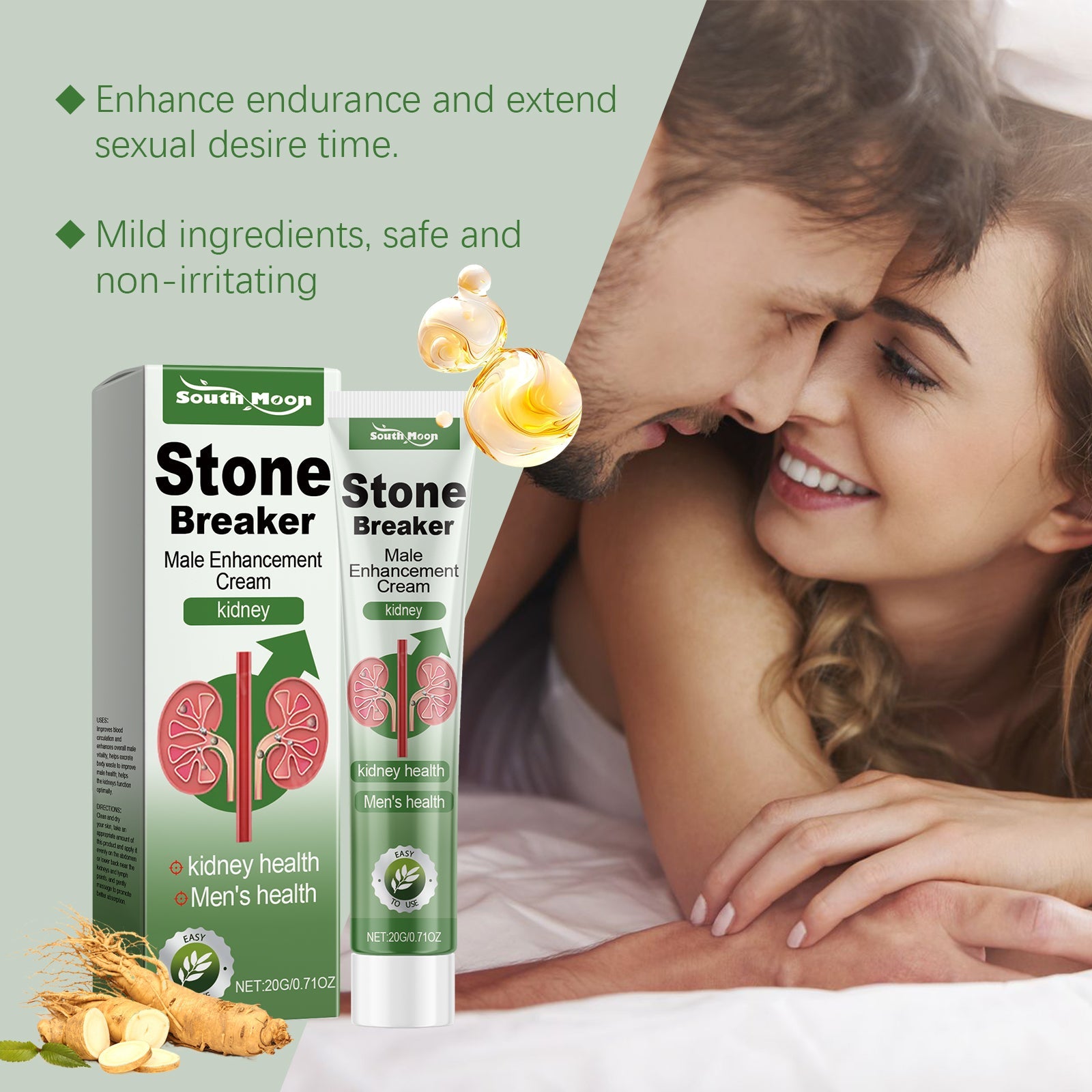 South Moon Men's Care Cream Ginseng Essence Gentle Nourishing Care for Men's Body Massage Cream