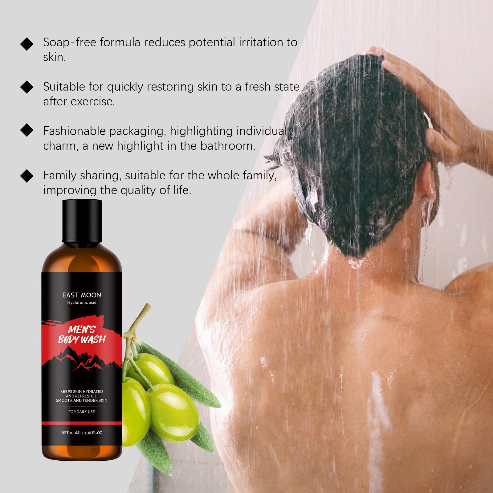 East Moon Men’s Moisturizing Body Wash – Hydrating & Refreshing Clean