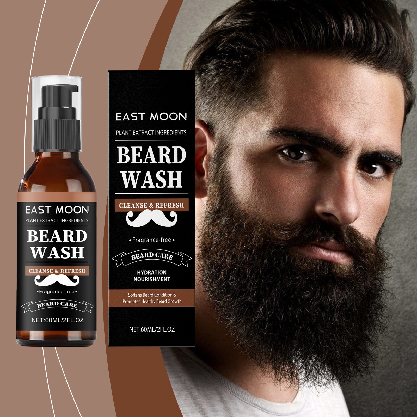 East Moon Men’s Beard Wash – Gentle, Nourishing & Softening Cleanser