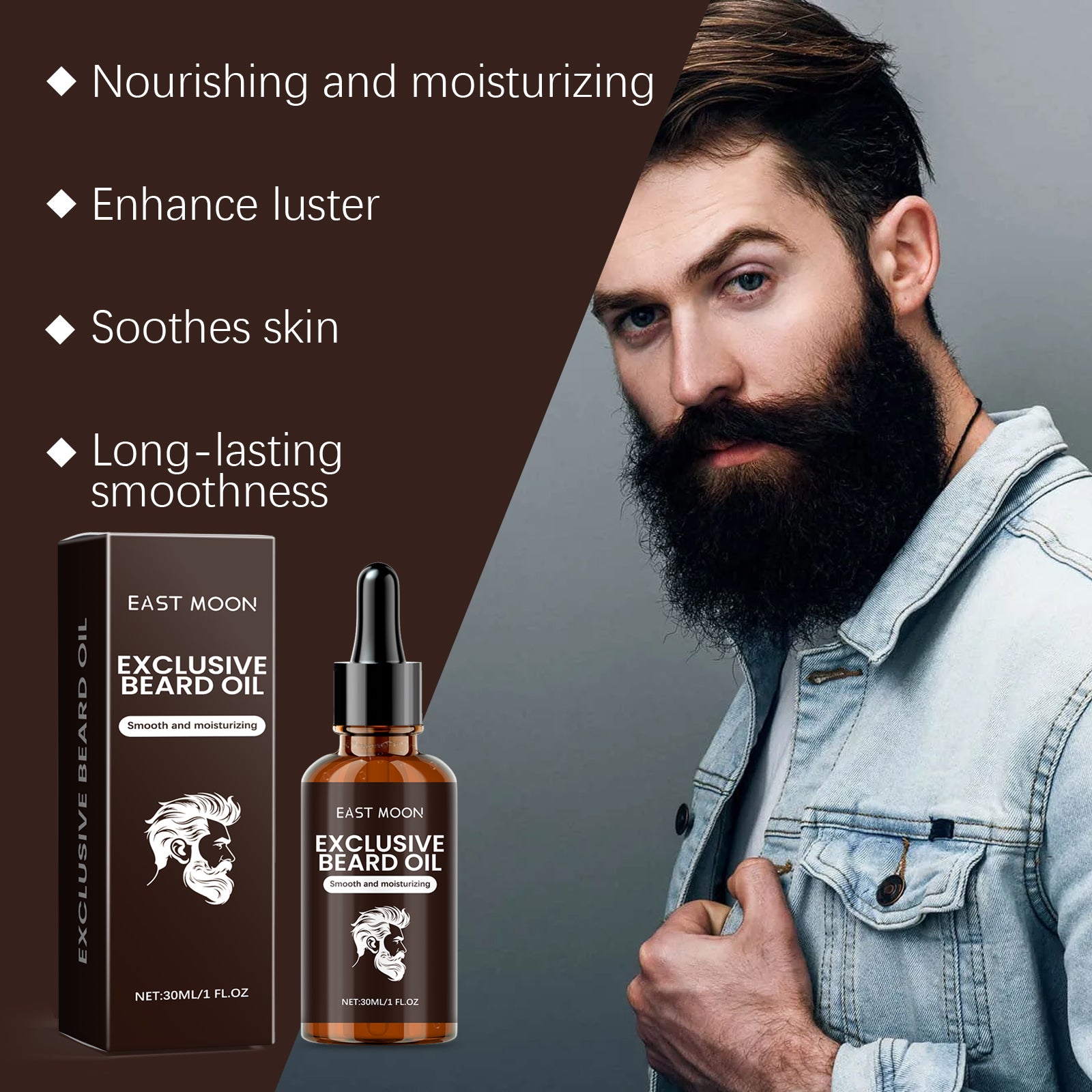 East Moon Men’s Beard Oil – Hydrate, Repair & Tame Facial Hair