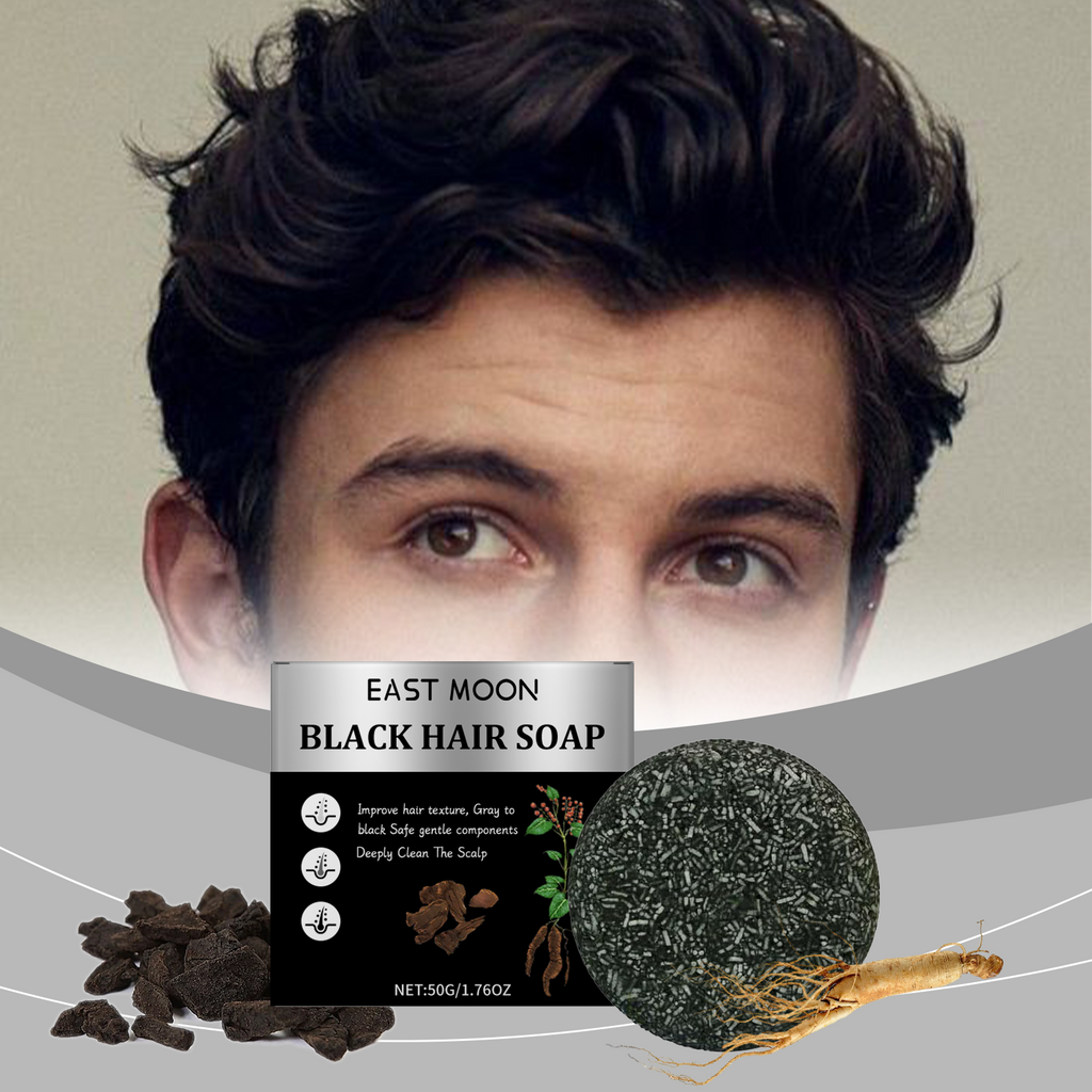 East Moon Men’s Charcoal Hair Soap – Cleanse & Strengthen Roots