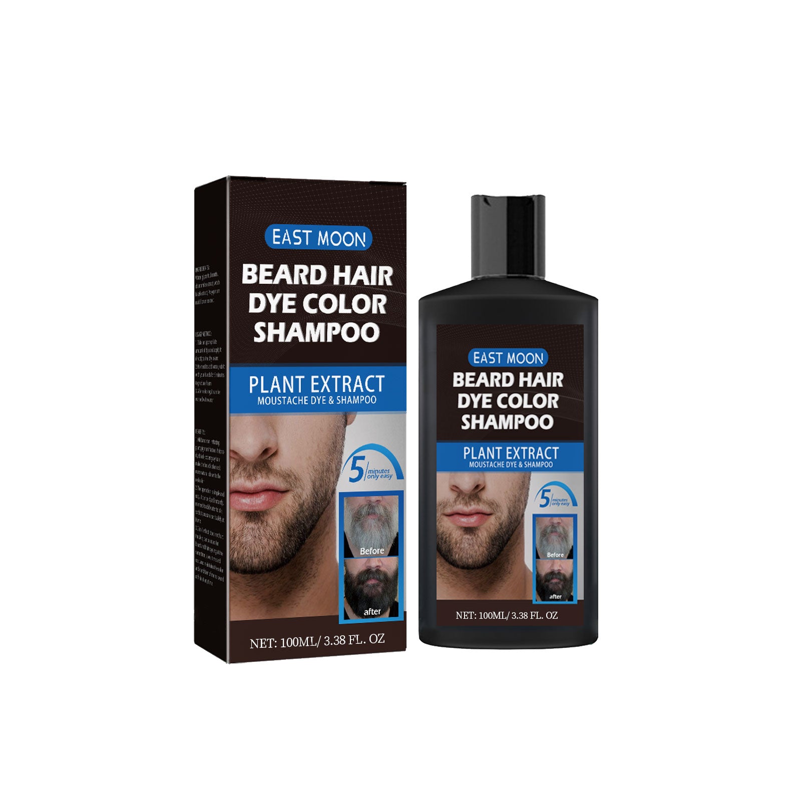 East Moon Men’s Beard Coloring & Care – Fast Color, Hydrate & Repair