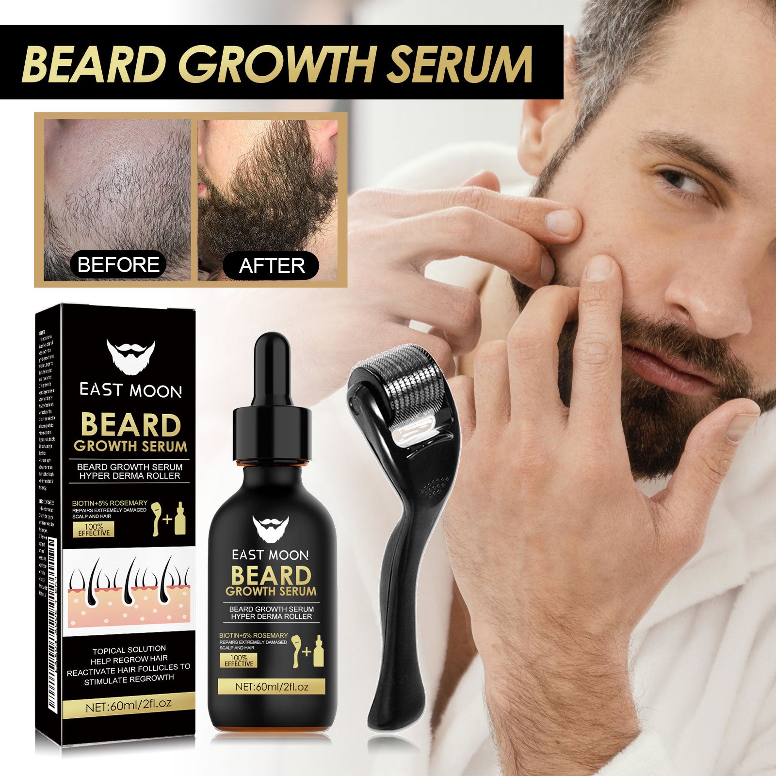 East Moon Beard Growth Serum Kit
