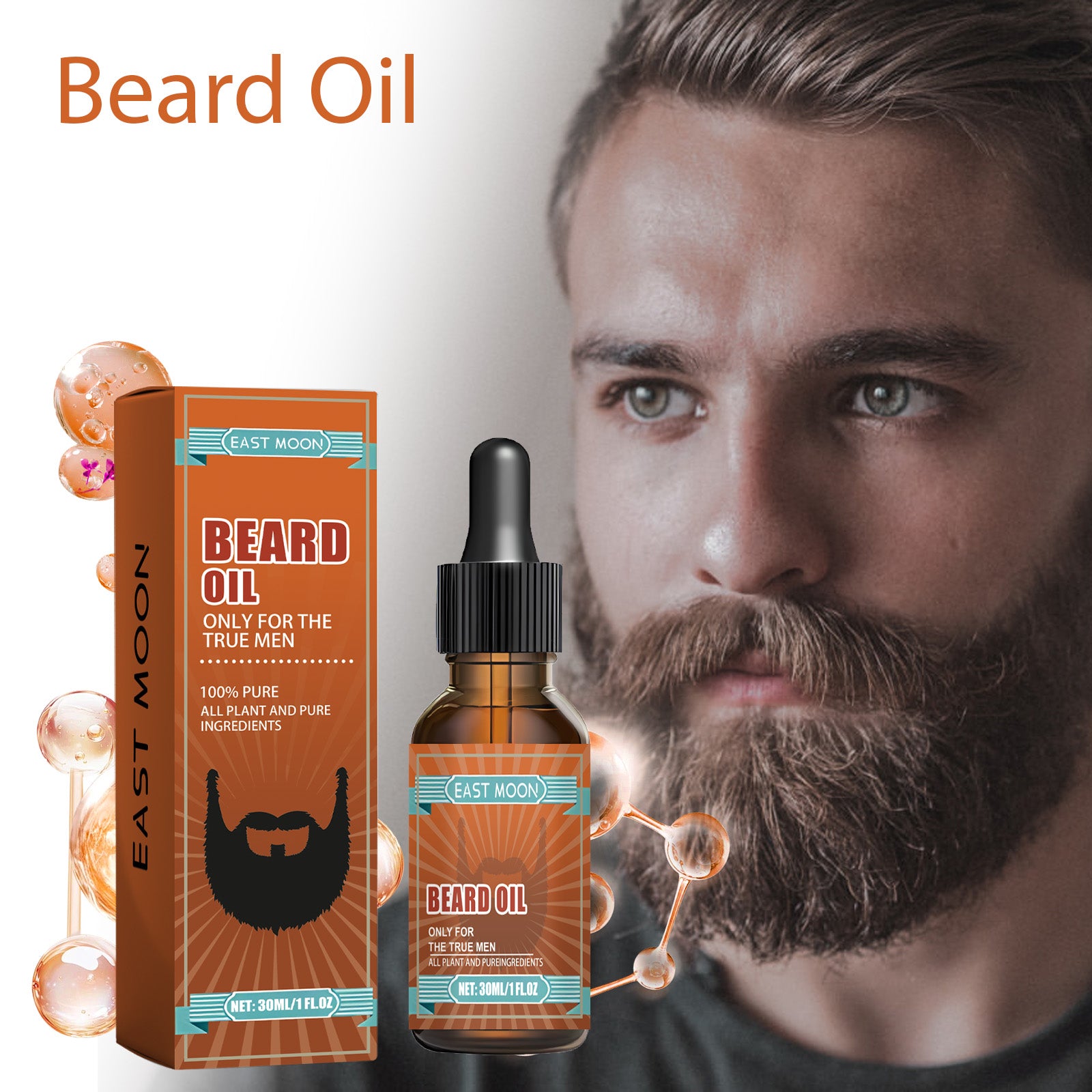 East Moon Men’s Beard Care Oil – Hydrate, Strengthen & Promote Growth
