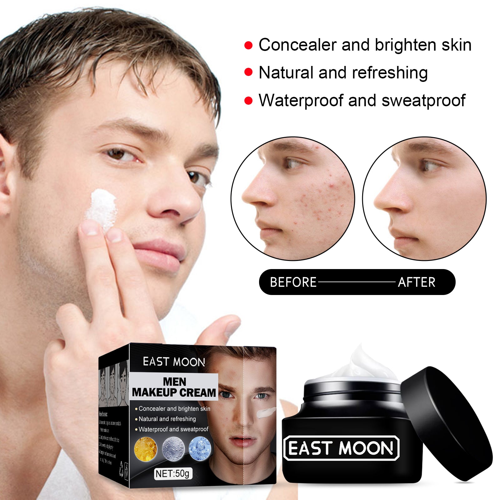 East Moon Men’s Tone-Up Cream – Hydrating Lightweight BB Moisturizer