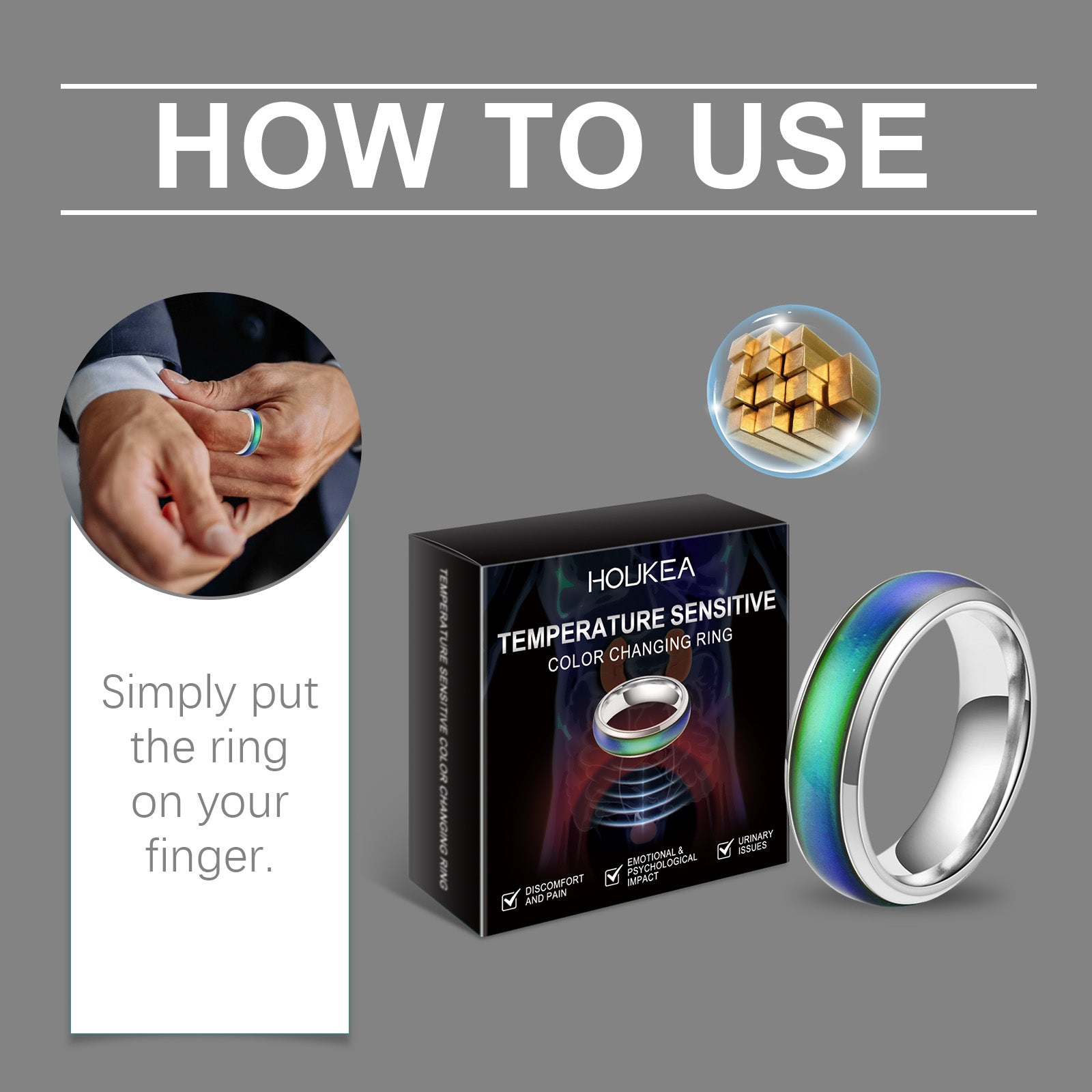 Houkea Men’s Color-Changing Ring