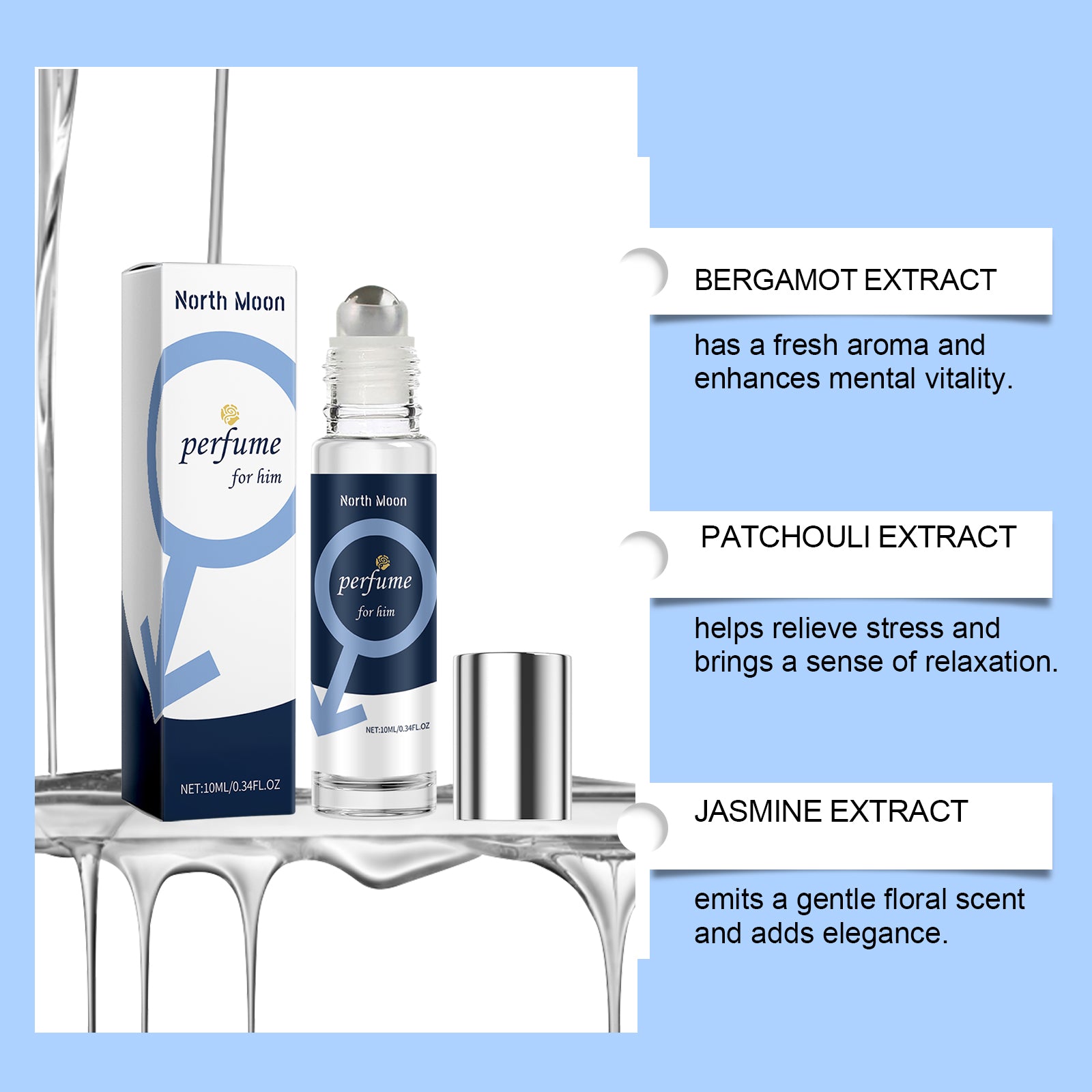 North Moon Men's Charm Ball Fragrance, Charming Cologne Exudes Charm Fragrance Lasting Fragrance