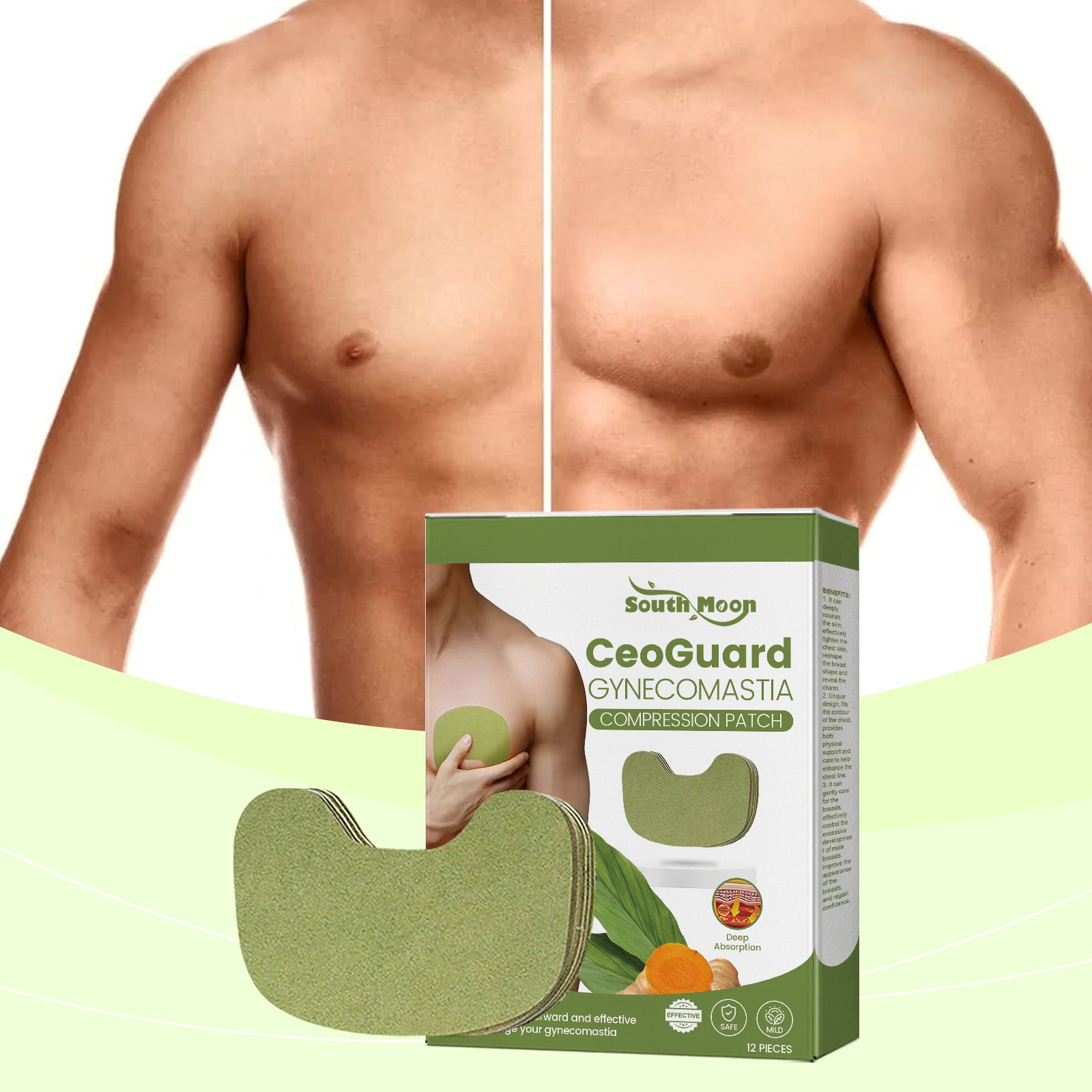 SOUTH MOON Men’s Chest Firming Patch | Sculpt & Tighten Chest | Reduce Man Boob Appearance, Boost Confidence