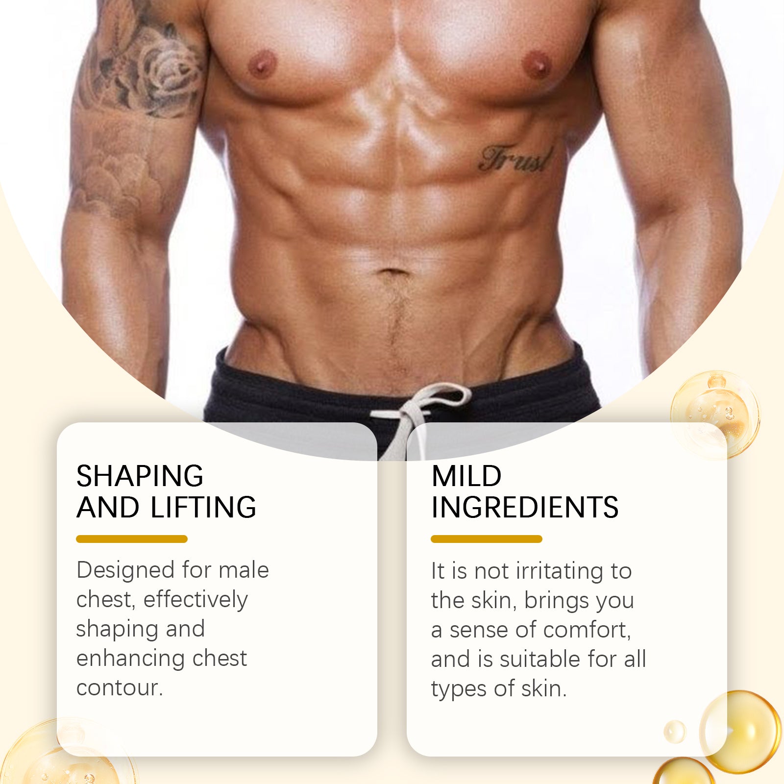 Ximonth Chest Massage Oil Gentle Nourishing Men's Chest Massage Firming Skin Contour Elasticity Care