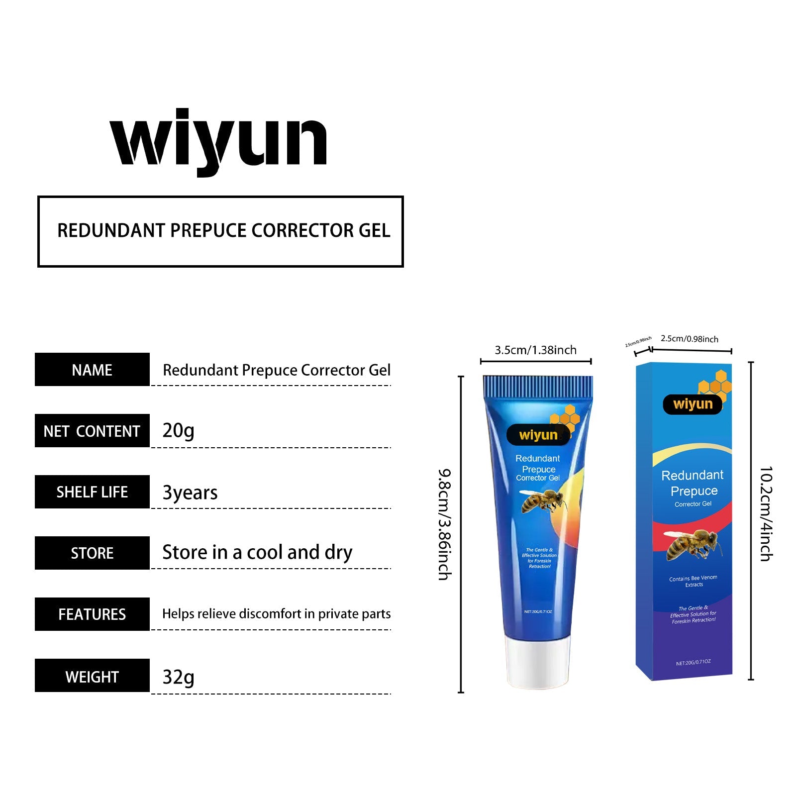 Wiyun Men's Care Gel Relieve discomfort, refresh, moisturize, repair, clean, massage care gel for adults