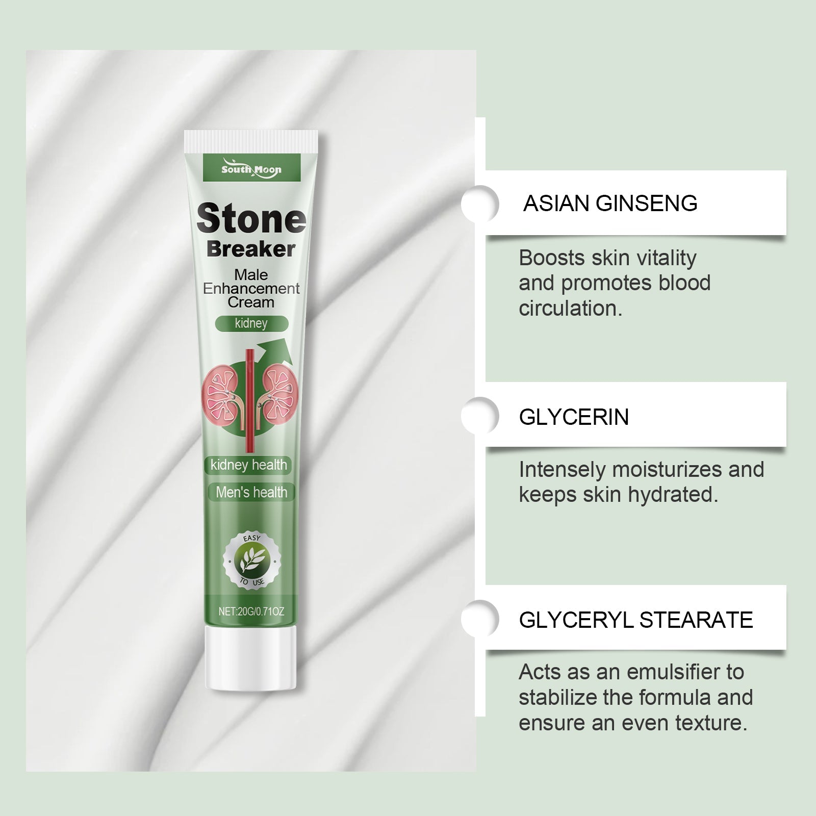 South Moon Men's Care Cream Ginseng Essence Gentle Nourishing Care for Men's Body Massage Cream