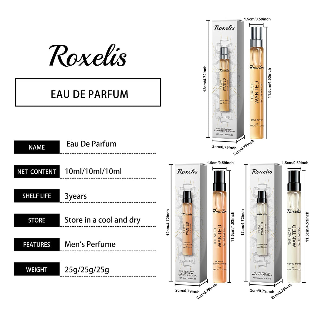 Roxelis Eau de Toilette Spray Men's Perfume Cologne Citrus Scent Fresh Charm Portable Fragrance Spray