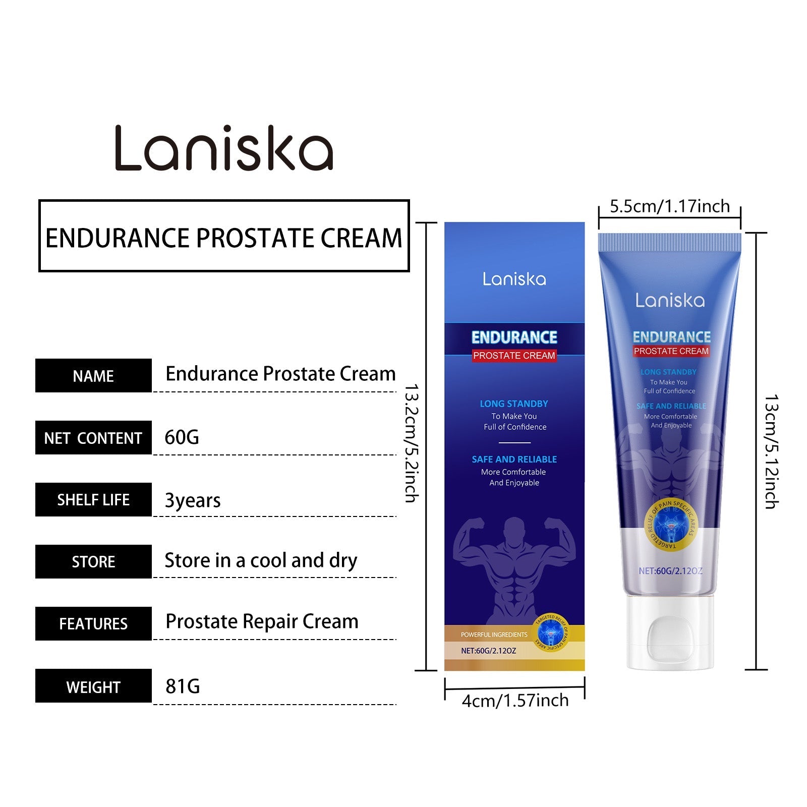 Laniska Men's Repair Cream Gentle Relief Skin Discomfort Enhance Comfort Daily Body Care Cream