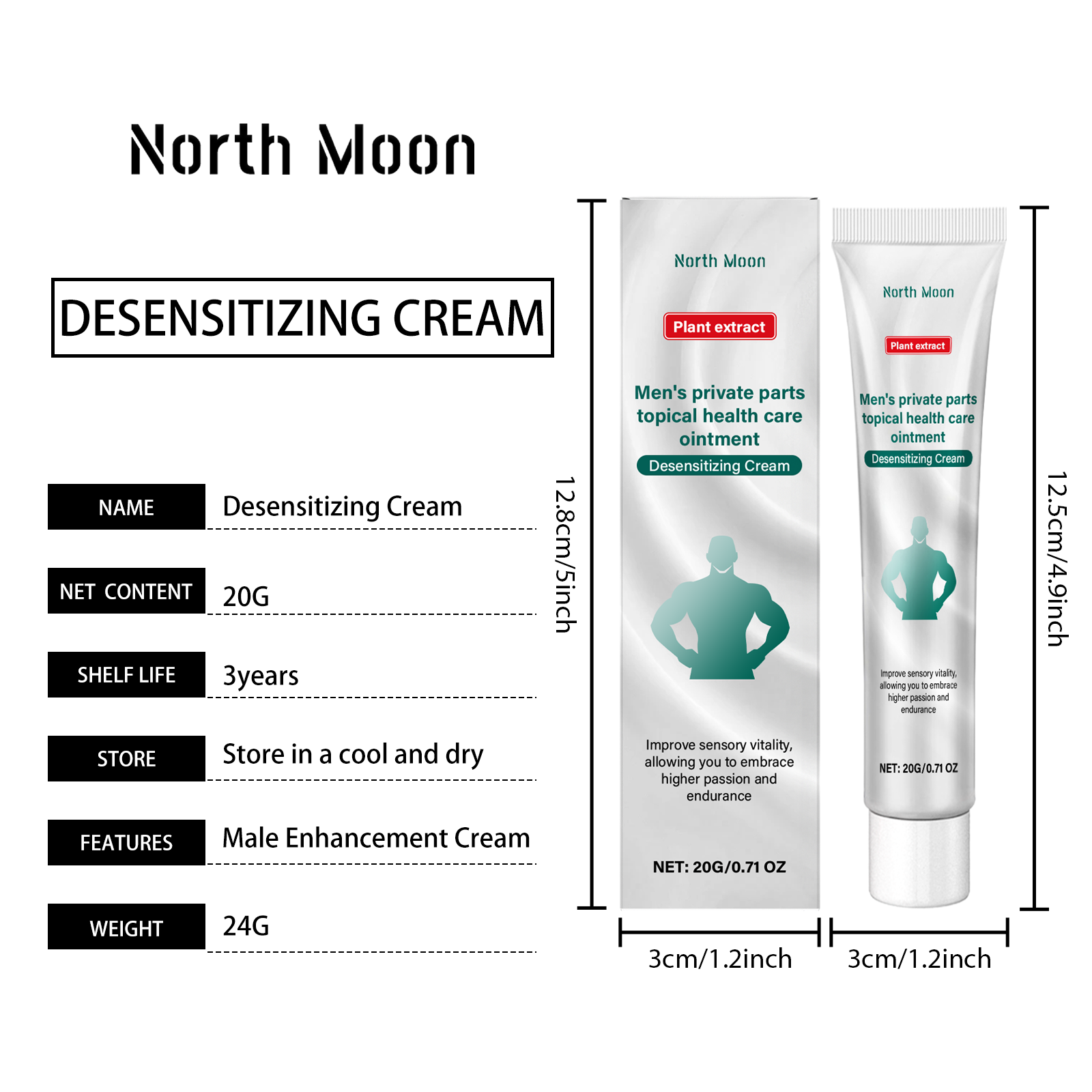 North Moon Men's Care Cream Enhance Comfort Men's Vitality Moisturizing Body Care Balm