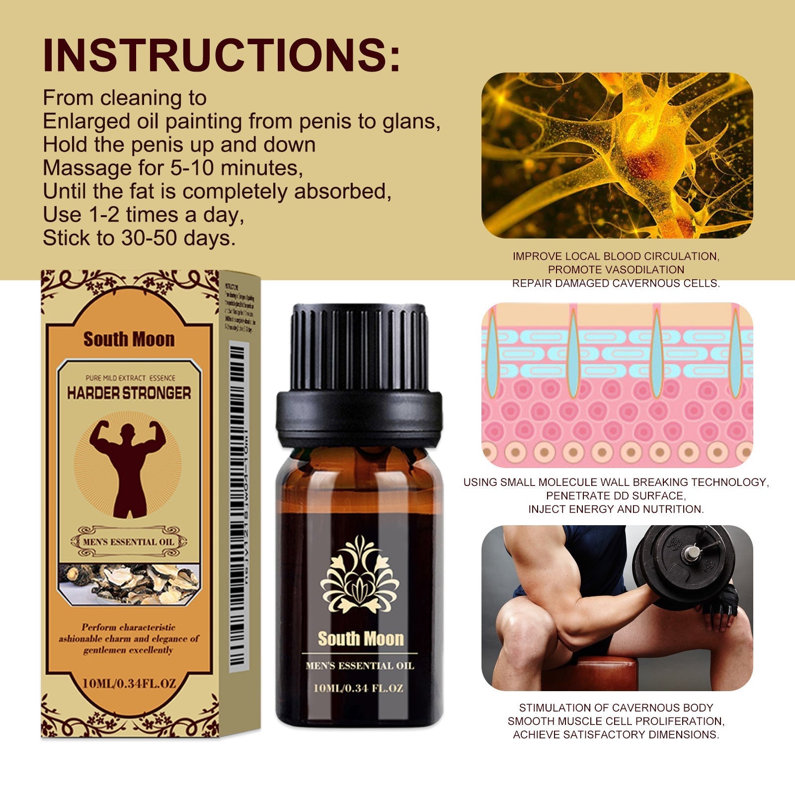South Moon Men's essential oil Private parts massage maintenance care enhances vitality and moisturizes health