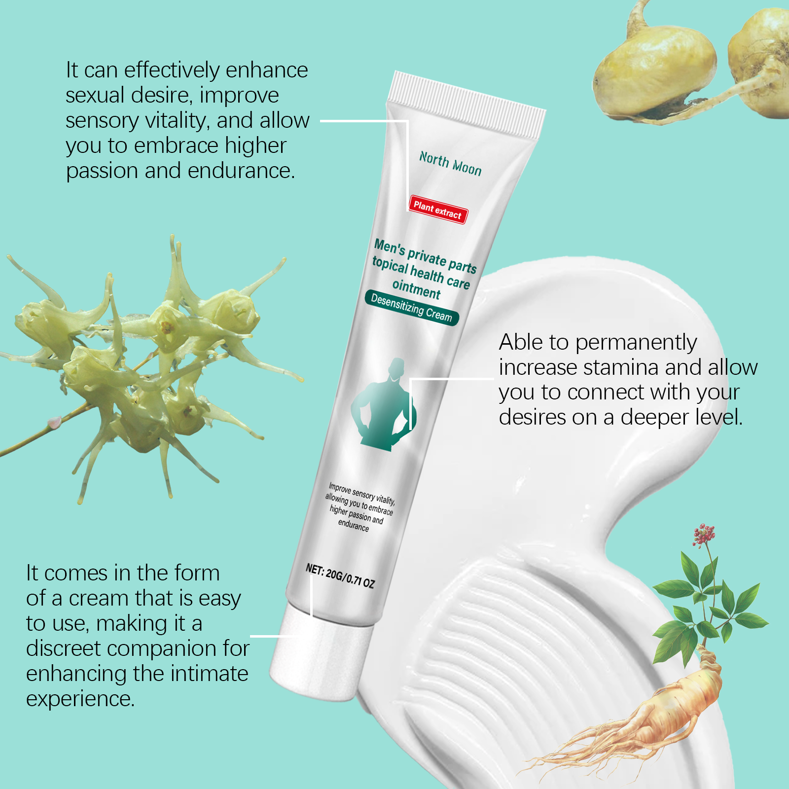 North Moon Men's Care Cream Enhance Comfort Men's Vitality Moisturizing Body Care Balm