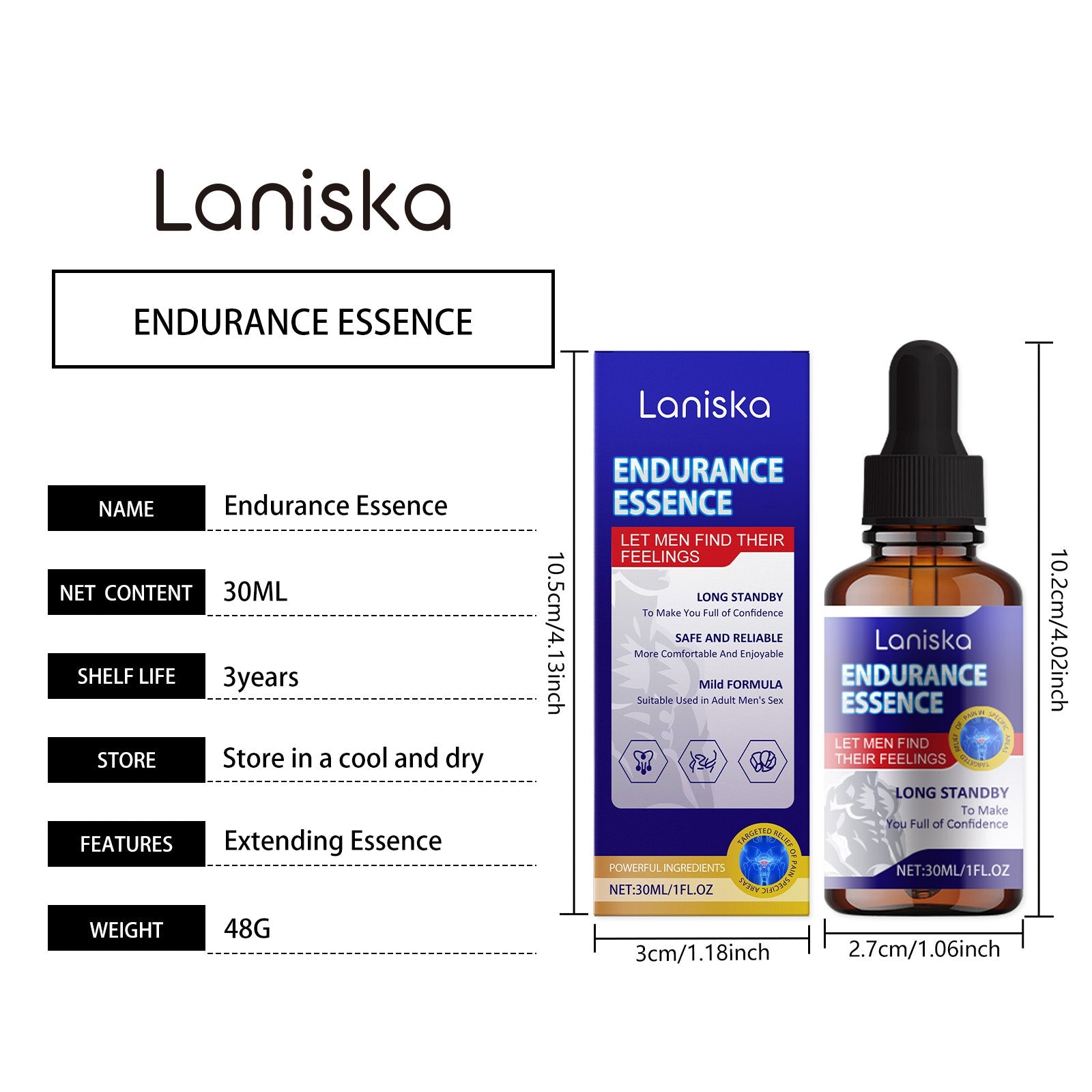 Laniska Men's Body Care Essence Enhance Long-lasting Power, Revitalize, Gentle Ingredients, Daily Care