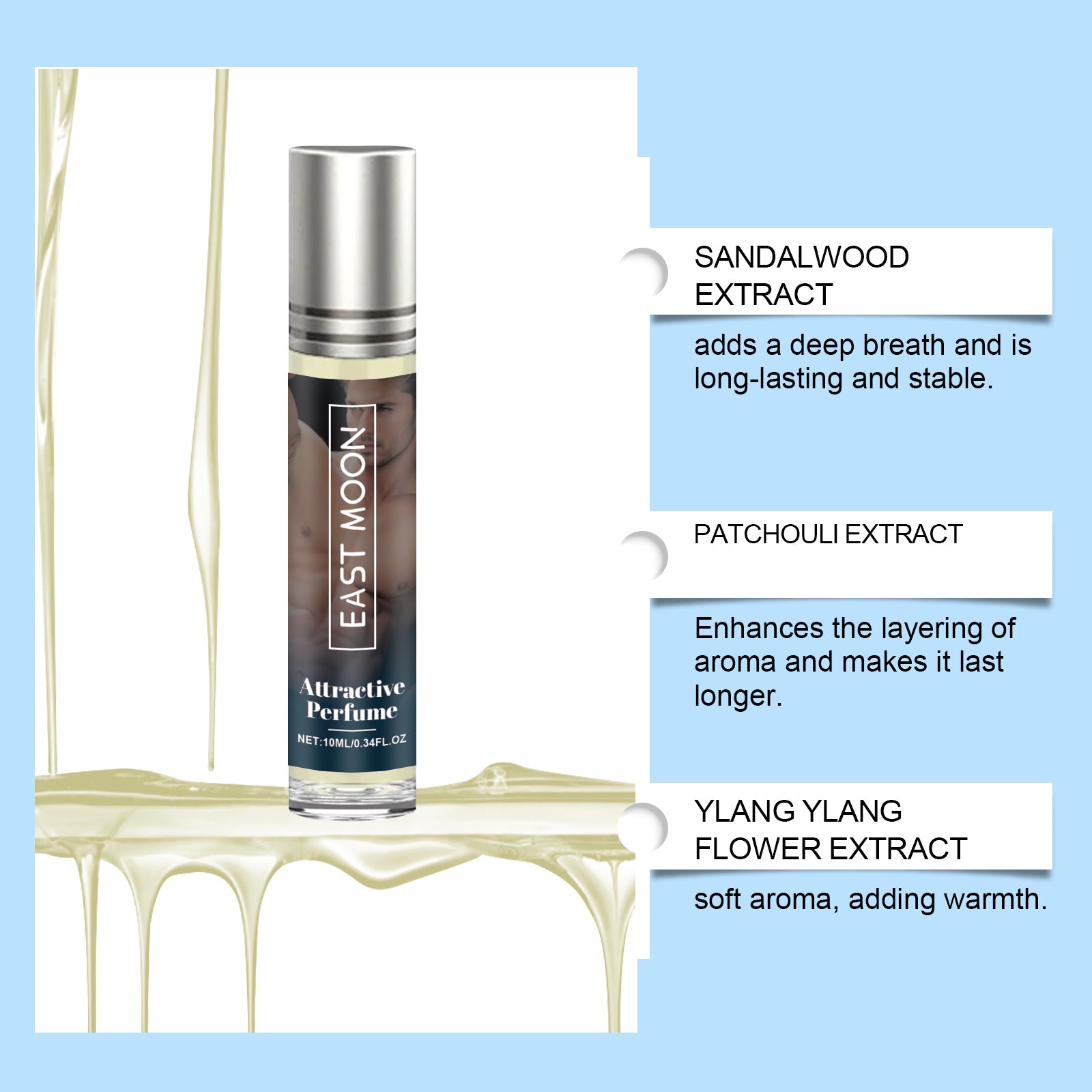 East Moon Men's Fragrance Fresh Charm Portable Cologne Enhances Charm Men's Perfume