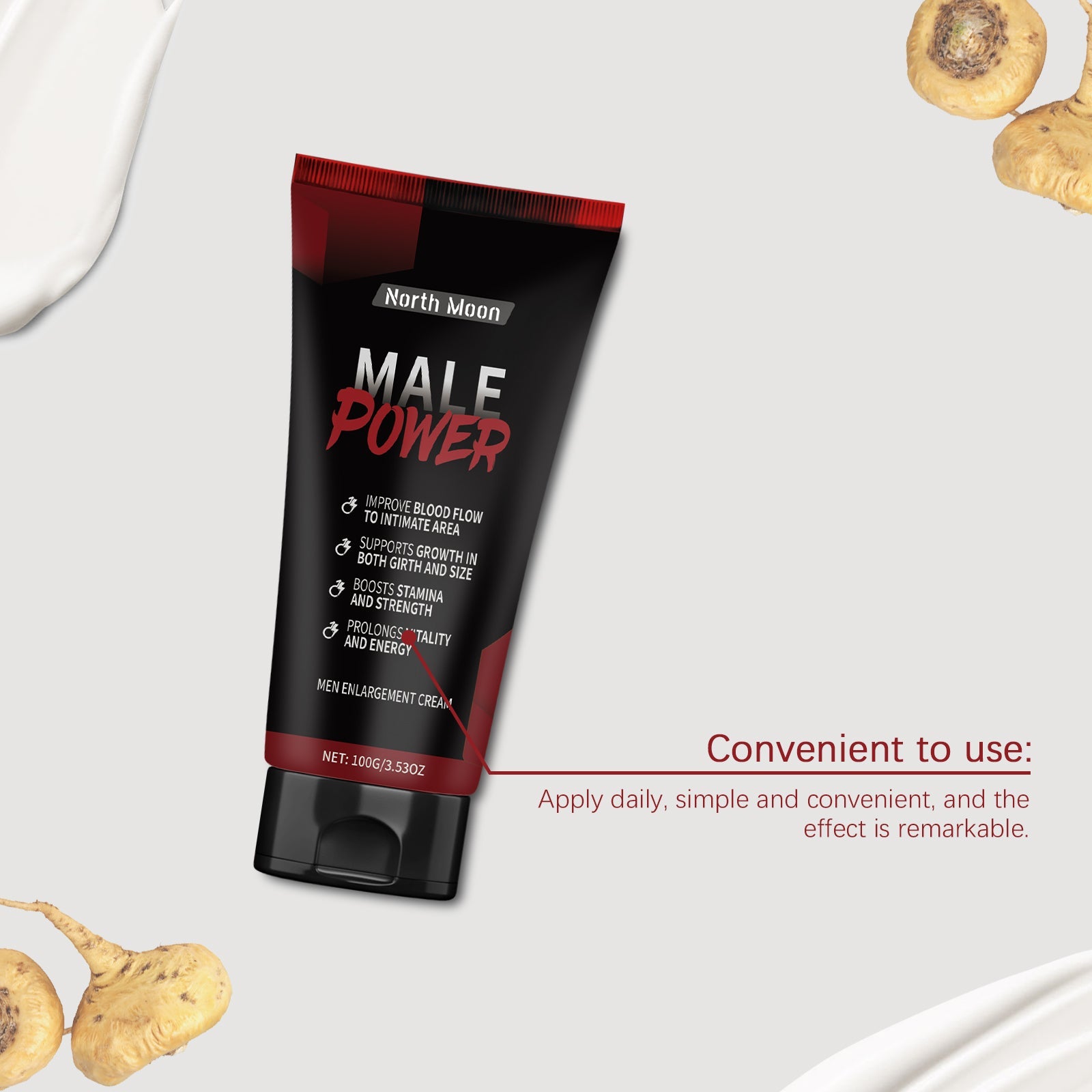 North Moon Men's Care Massage Cream Men's Body Nourishing Energy Boosting Long-lasting Moisturizing Care Cream