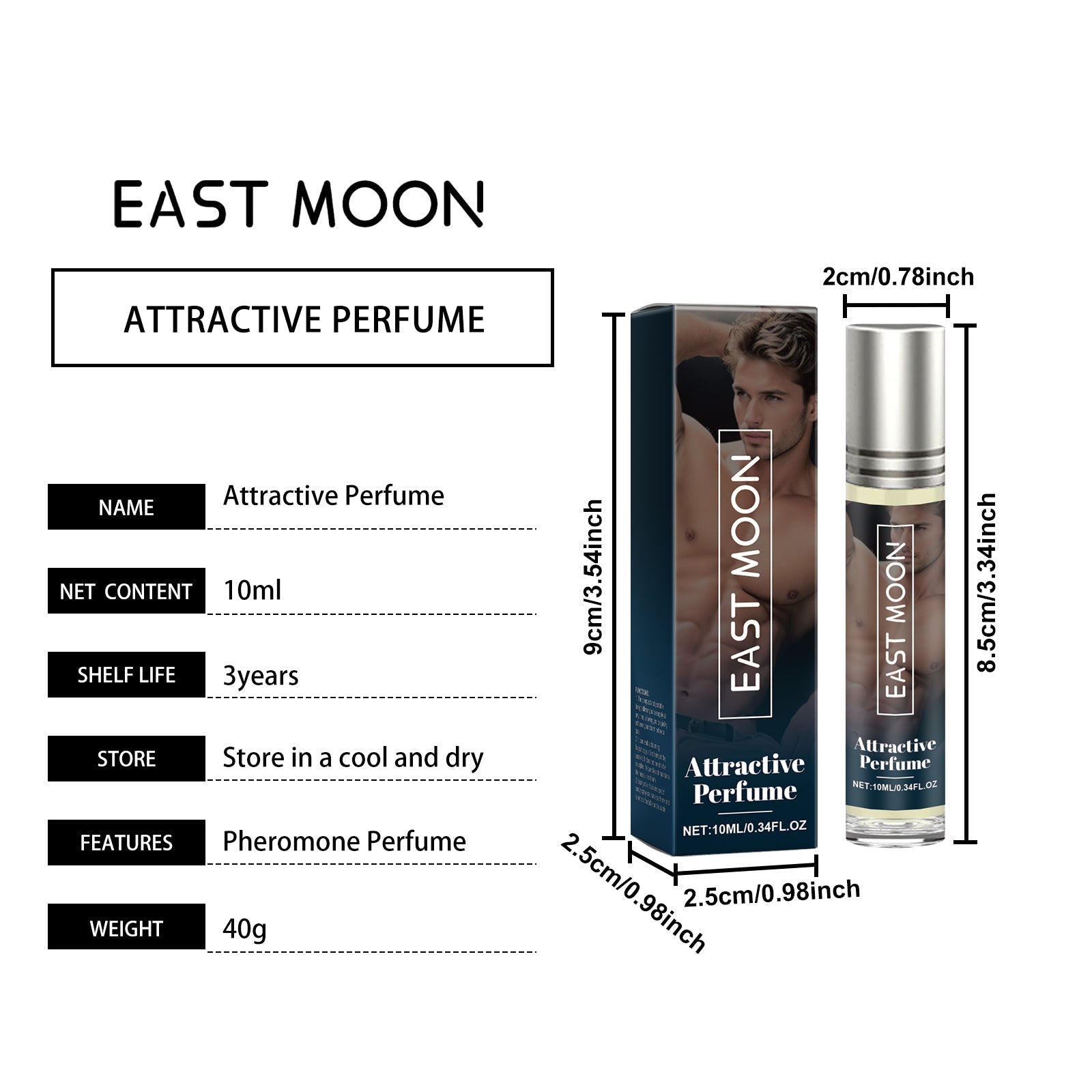 East Moon Men's Fragrance Fresh Charm Portable Cologne Enhances Charm Men's Perfume
