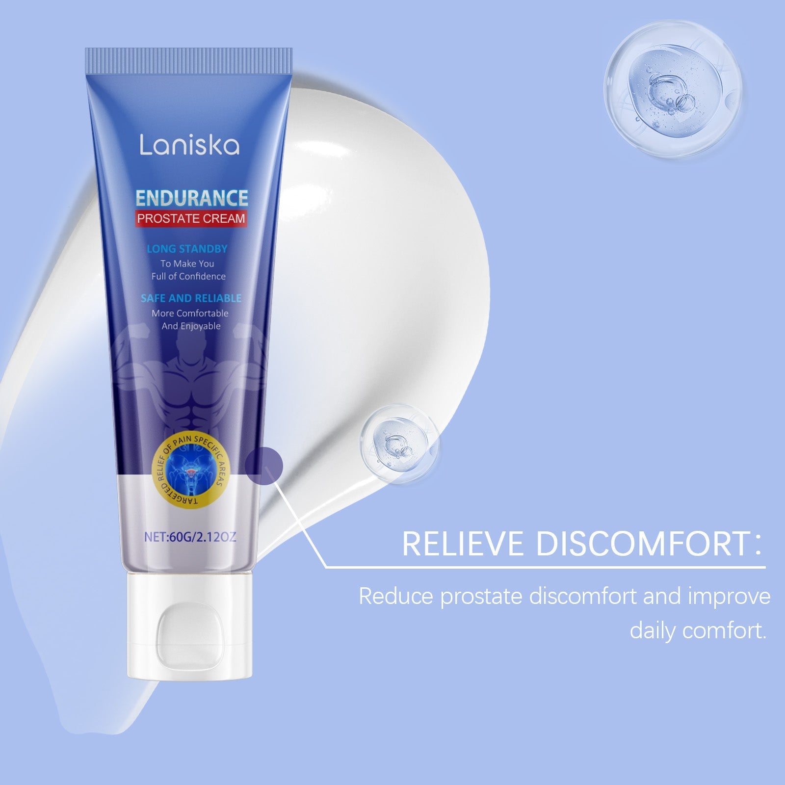 Laniska Men's Repair Cream Gentle Relief Skin Discomfort Enhance Comfort Daily Body Care Cream