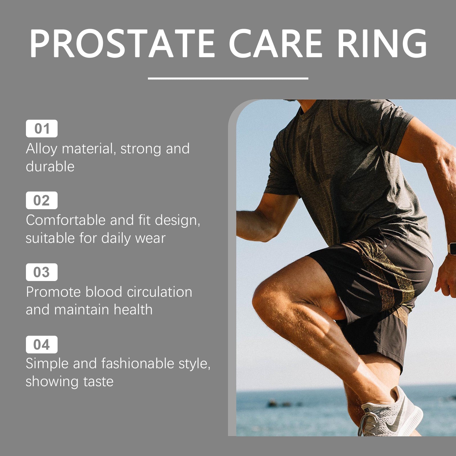 Hoexe silver Magnetic Ring Body Comfortable Sports Portable Simple Men's Daily Accessory Ring