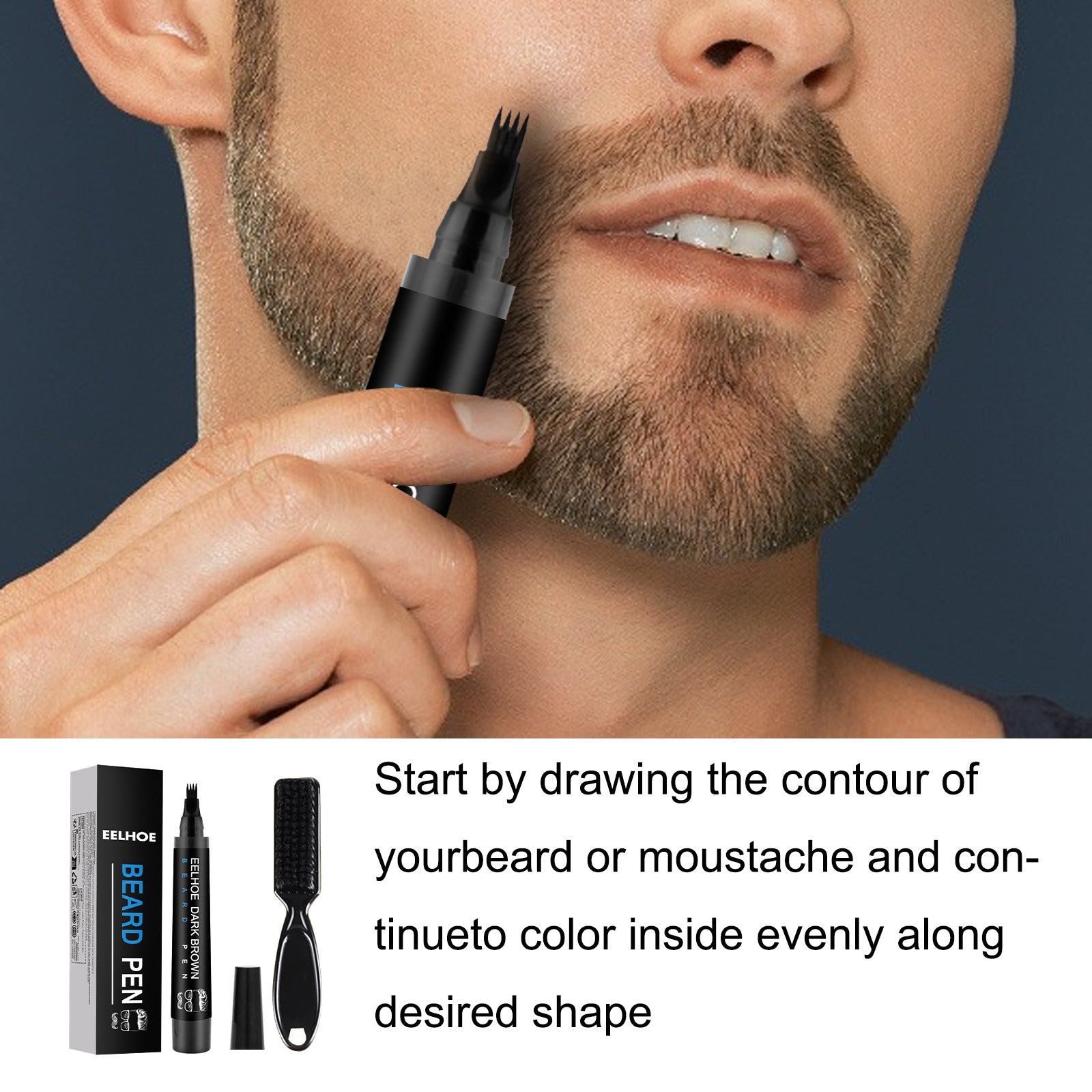 EELHOE Men’s Beard Filler Pen Kit – Waterproof Beard Definer